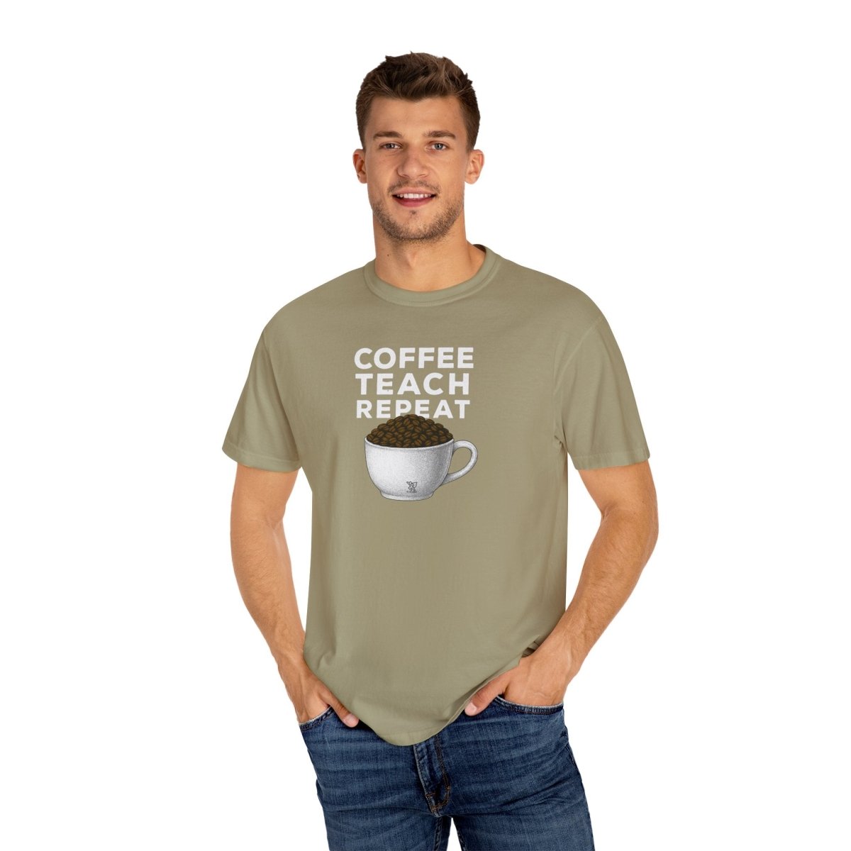 "Coffee.Teach.Repeat" CW - 2 Teacher T-Shirt, Gift for Educators, Back to School Tee, Funny Teacher Apparel, Unisex Graphic Shirt, Coffee Lovers Gift - AI Tee Hero