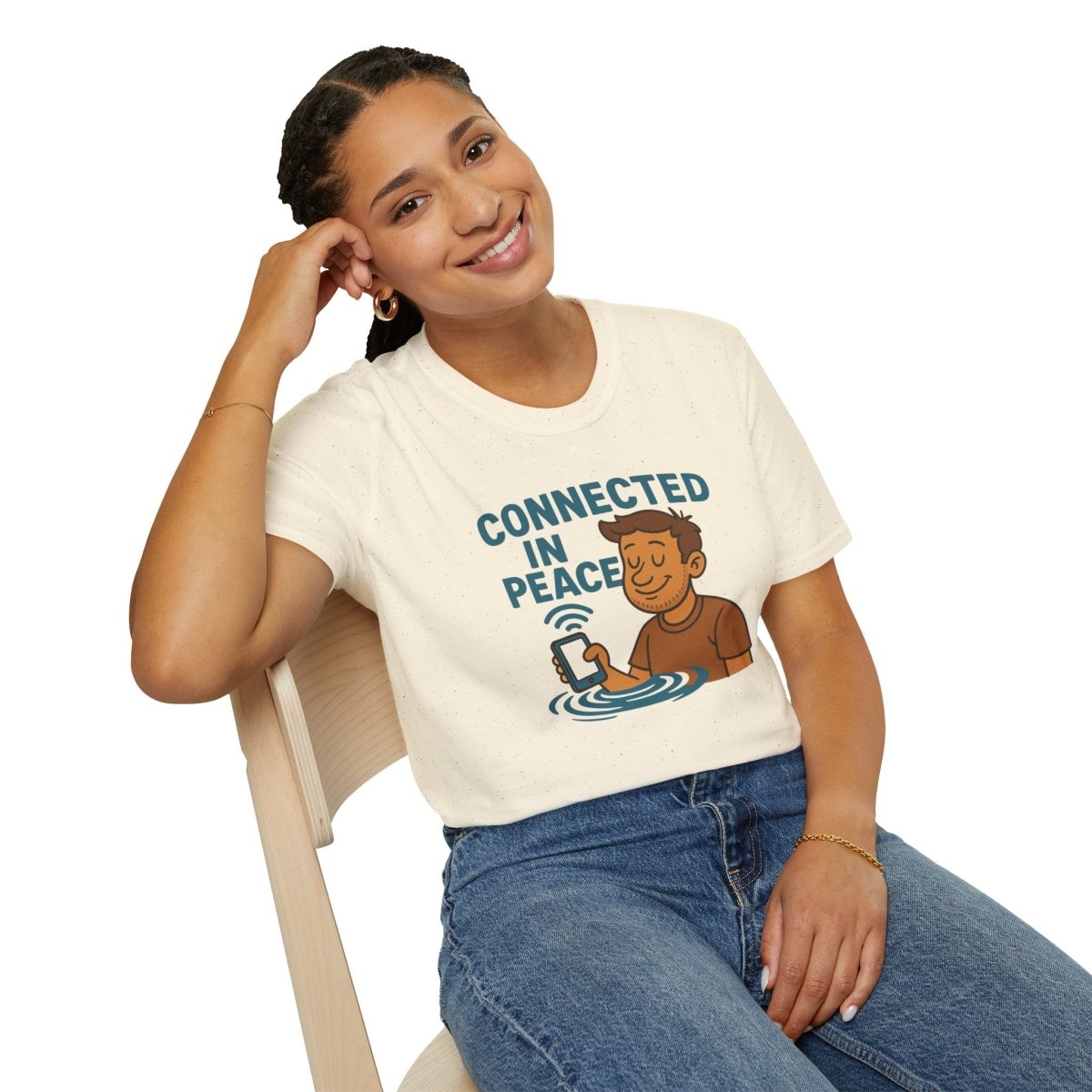 "Connected in Peace" Unisex Shirt, Relaxed Vibe Tee, Chill Casual Wear, Gift for Mindfulness Lovers, Summer Fashion - MINDSet Collection - AI Tee Hero