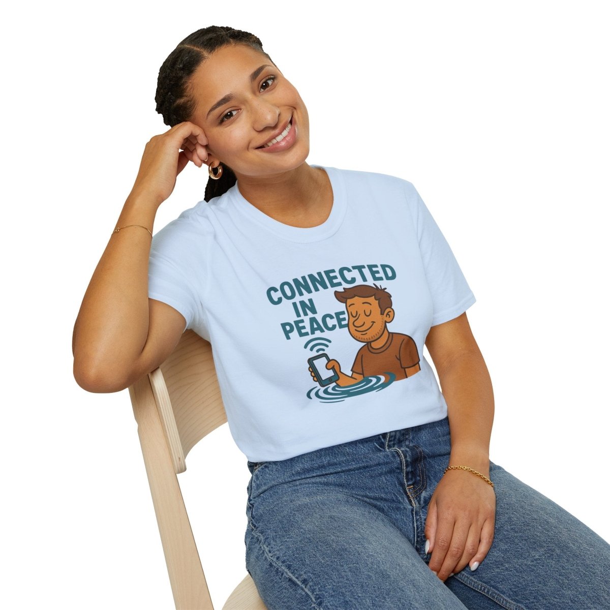 "Connected in Peace" Unisex Shirt, Relaxed Vibe Tee, Chill Casual Wear, Gift for Mindfulness Lovers, Summer Fashion - MINDSet Collection - AI Tee Hero
