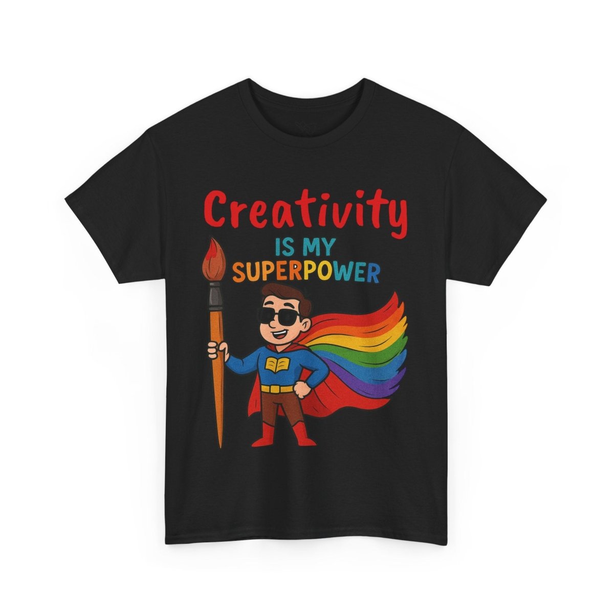"Creativity is My Superpower" Art Teacher Tee, Unisex Heavy Cotton Tee for Creative Souls, Gift for Art Lovers, Casual Wear, Painting Enthusiasts, Everyday Superheroes Teacher Edition MINDSet - AI Tee Hero