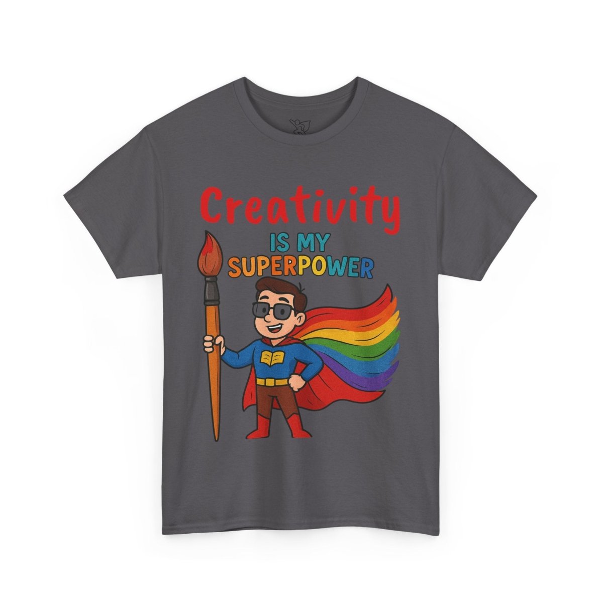 "Creativity is My Superpower" Art Teacher Tee, Unisex Heavy Cotton Tee for Creative Souls, Gift for Art Lovers, Casual Wear, Painting Enthusiasts, Everyday Superheroes Teacher Edition MINDSet - AI Tee Hero