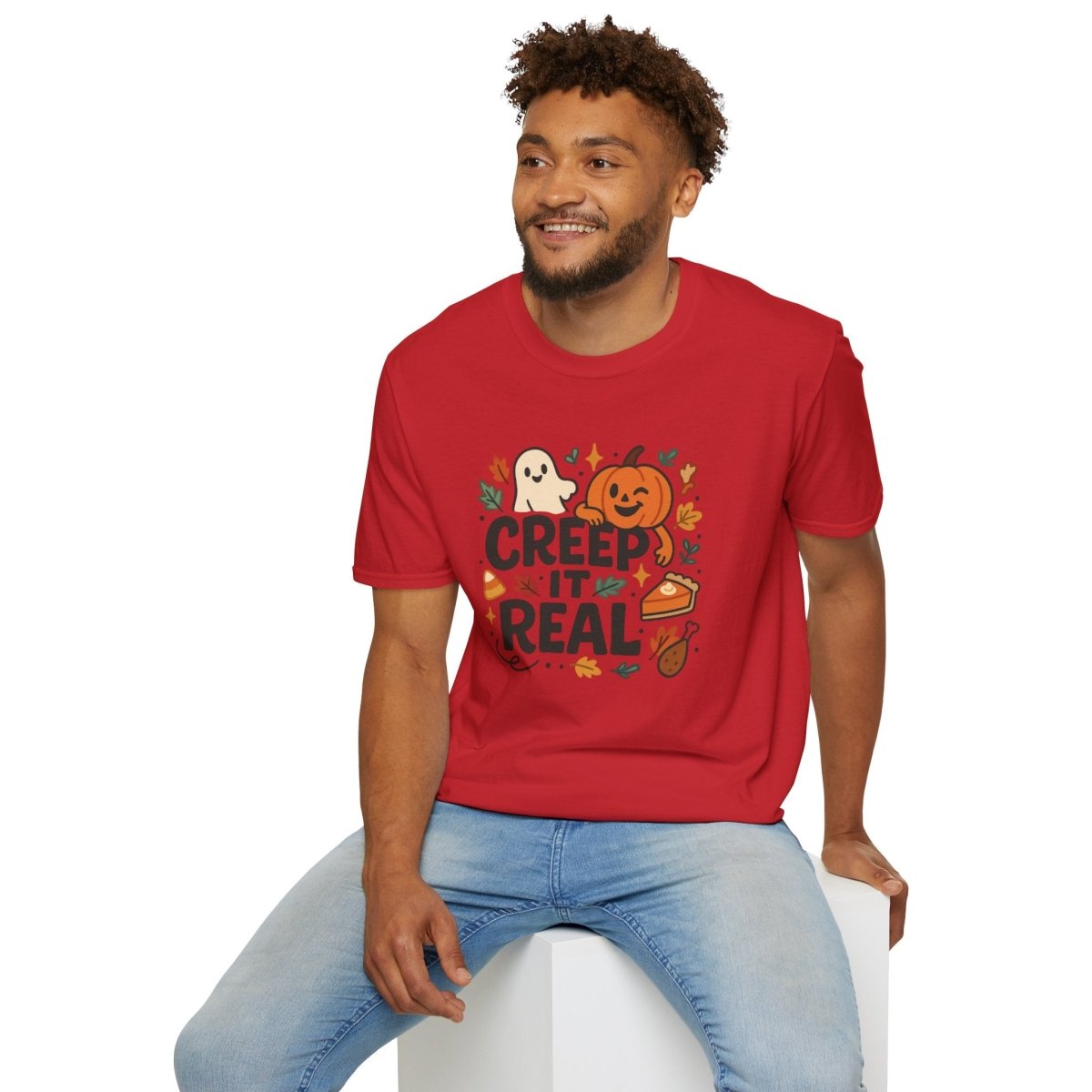 "Creep It Real" Halloween T-Shirt Unisex Softstyle Tee for Fall, Halloween Costume, Autumn Vibes, Seasonal Apparel, Gift Idea - AI Tee Hero