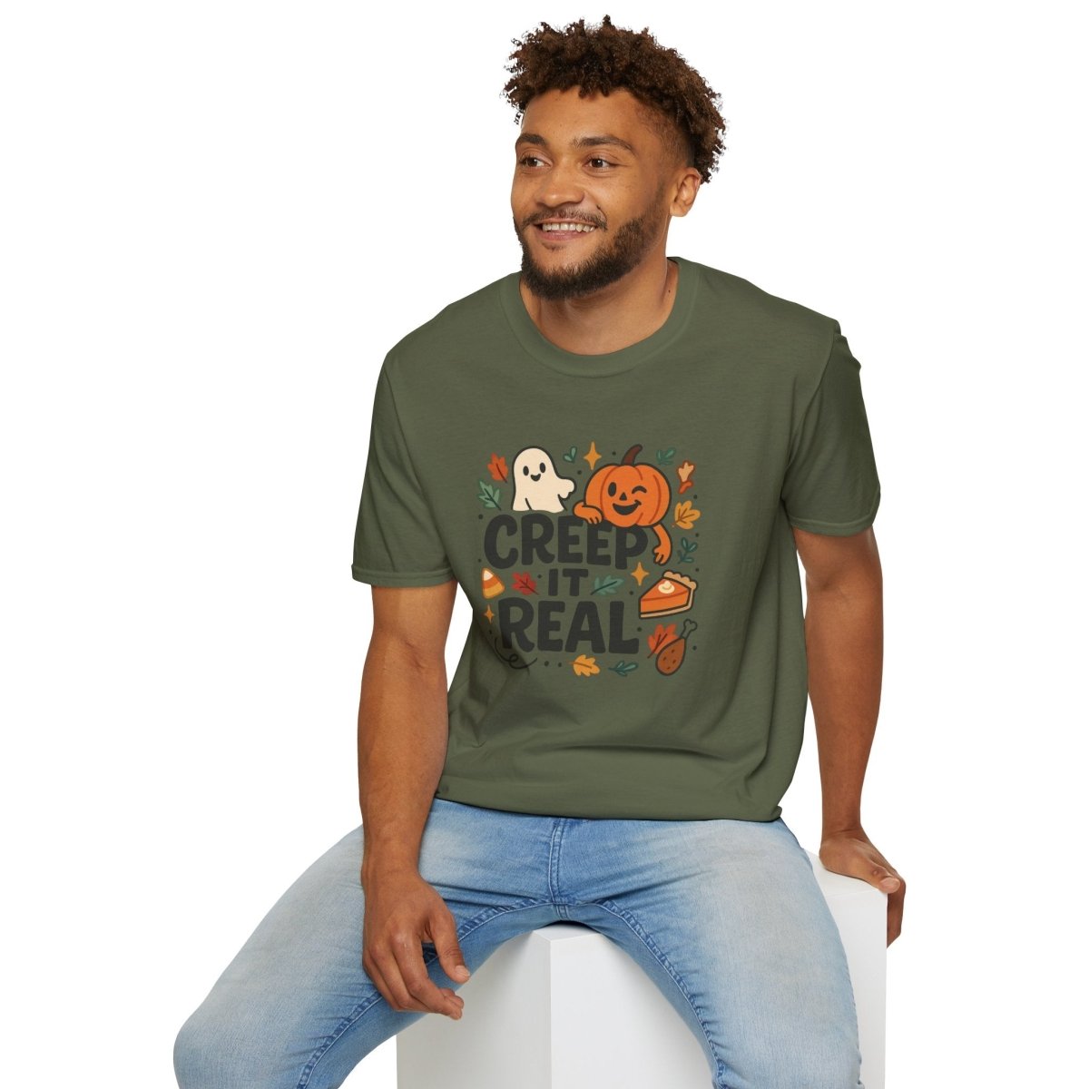 "Creep It Real" Halloween T-Shirt Unisex Softstyle Tee for Fall, Halloween Costume, Autumn Vibes, Seasonal Apparel, Gift Idea - AI Tee Hero
