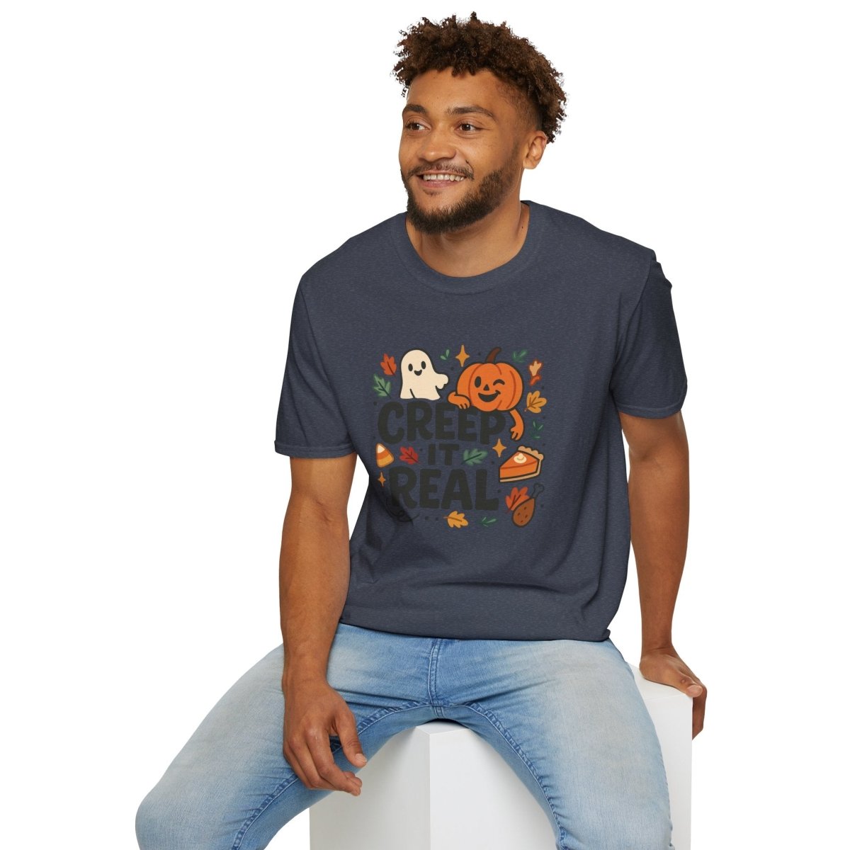 "Creep It Real" Halloween T-Shirt Unisex Softstyle Tee for Fall, Halloween Costume, Autumn Vibes, Seasonal Apparel, Gift Idea - AI Tee Hero