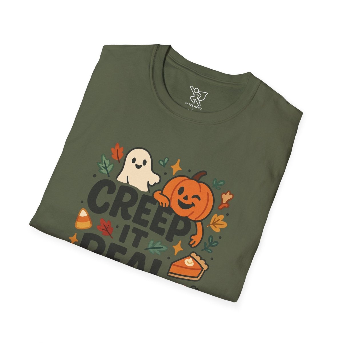 "Creep It Real" Halloween T-Shirt Unisex Softstyle Tee for Fall, Halloween Costume, Autumn Vibes, Seasonal Apparel, Gift Idea - AI Tee Hero