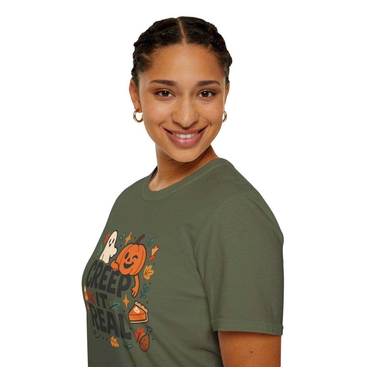 "Creep It Real" Halloween T-Shirt Unisex Softstyle Tee for Fall, Halloween Costume, Autumn Vibes, Seasonal Apparel, Gift Idea - AI Tee Hero