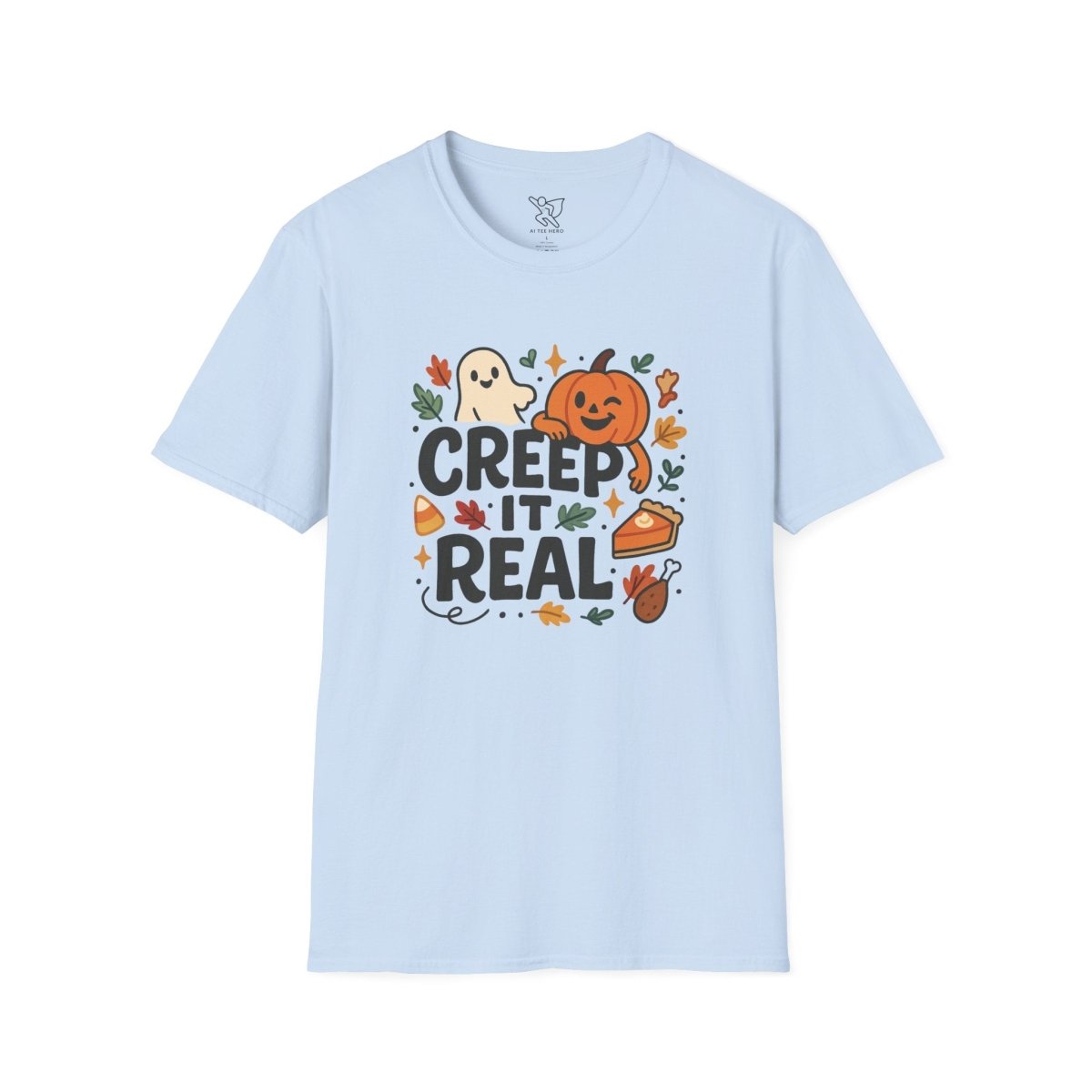 "Creep It Real" Halloween T-Shirt Unisex Softstyle Tee for Fall, Halloween Costume, Autumn Vibes, Seasonal Apparel, Gift Idea - AI Tee Hero