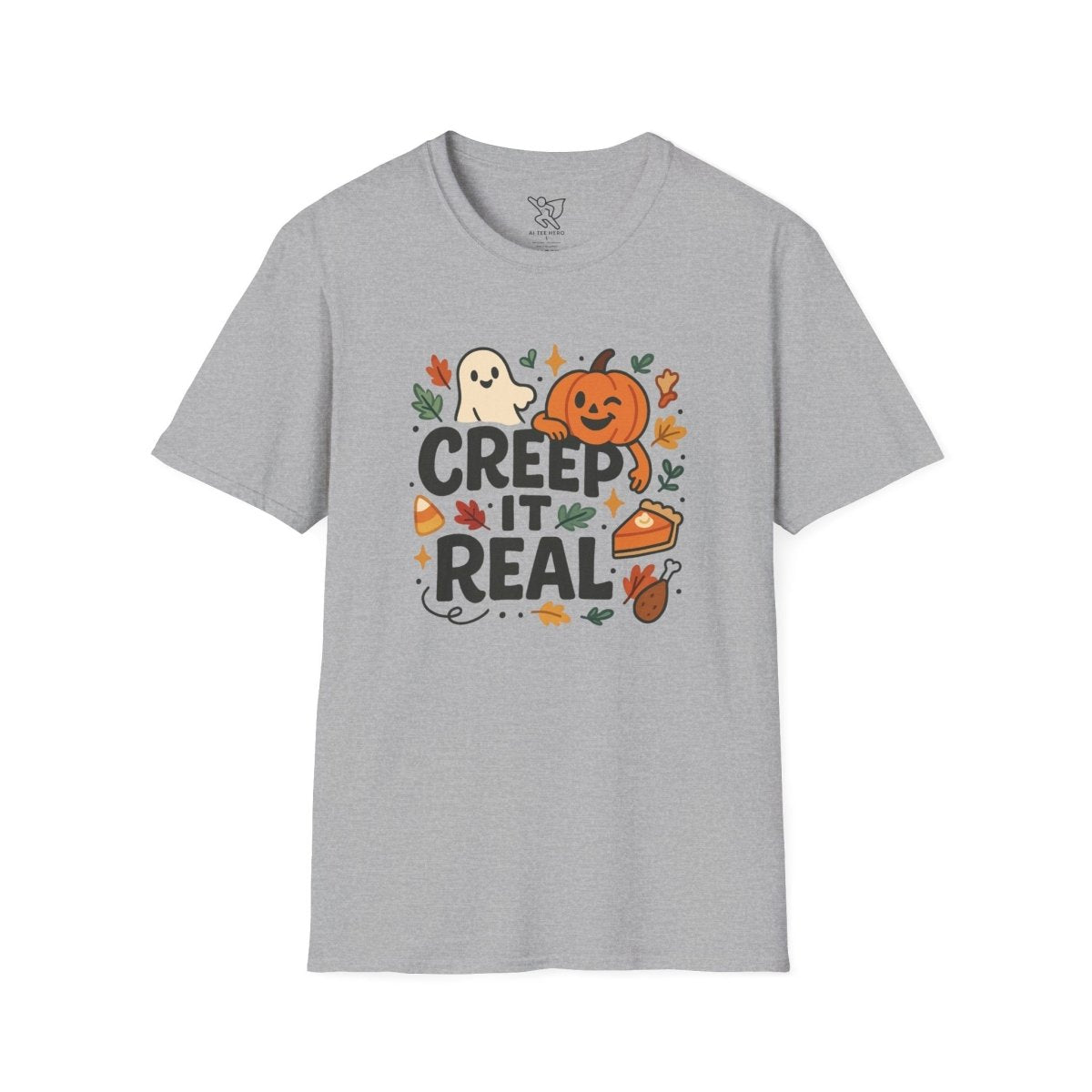 "Creep It Real" Halloween T-Shirt Unisex Softstyle Tee for Fall, Halloween Costume, Autumn Vibes, Seasonal Apparel, Gift Idea - AI Tee Hero