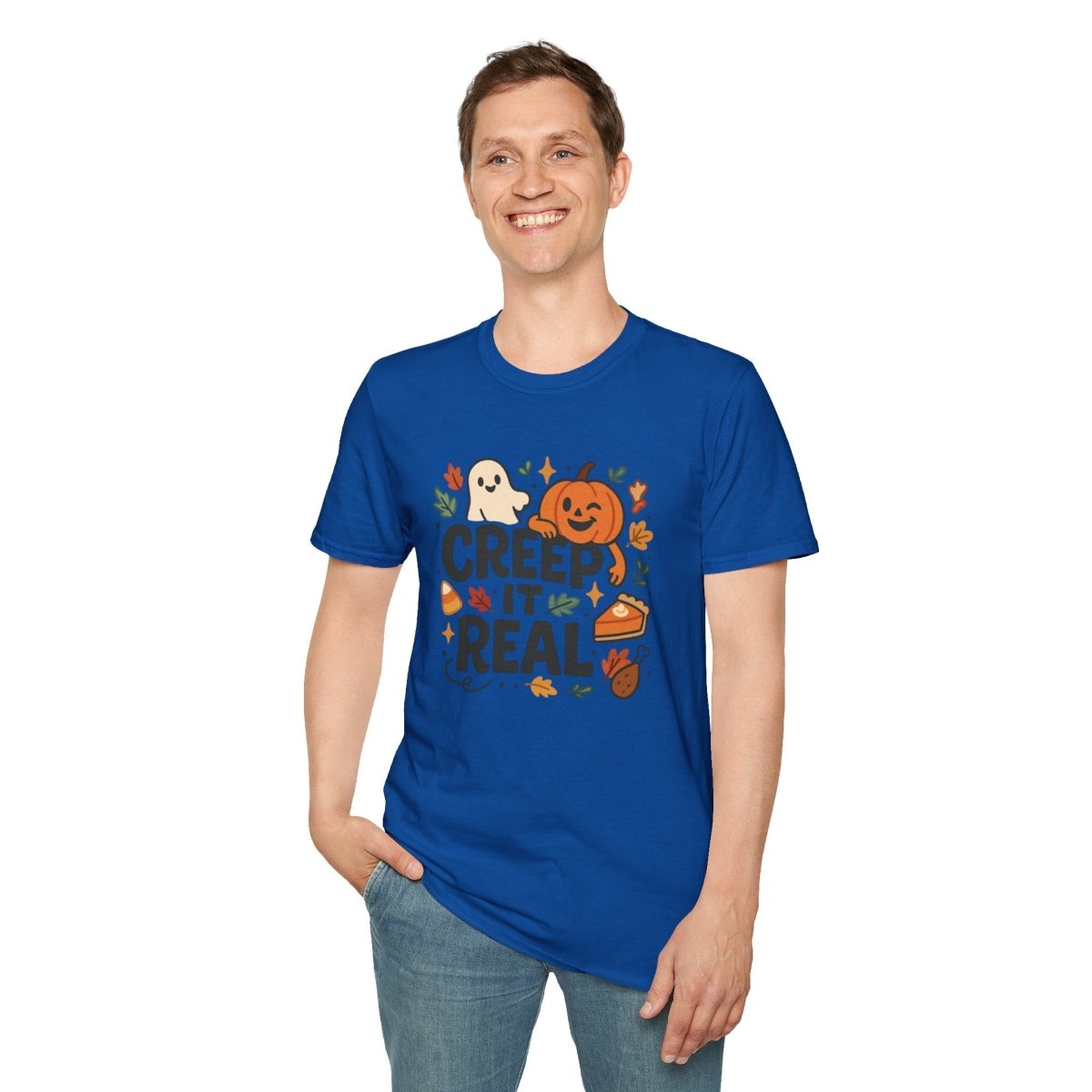 "Creep It Real" Halloween T-Shirt Unisex Softstyle Tee for Fall, Halloween Costume, Autumn Vibes, Seasonal Apparel, Gift Idea - AI Tee Hero
