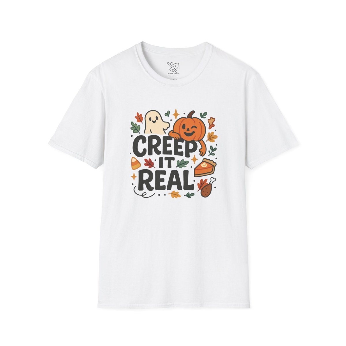 "Creep It Real" Halloween T-Shirt Unisex Softstyle Tee for Fall, Halloween Costume, Autumn Vibes, Seasonal Apparel, Gift Idea - AI Tee Hero