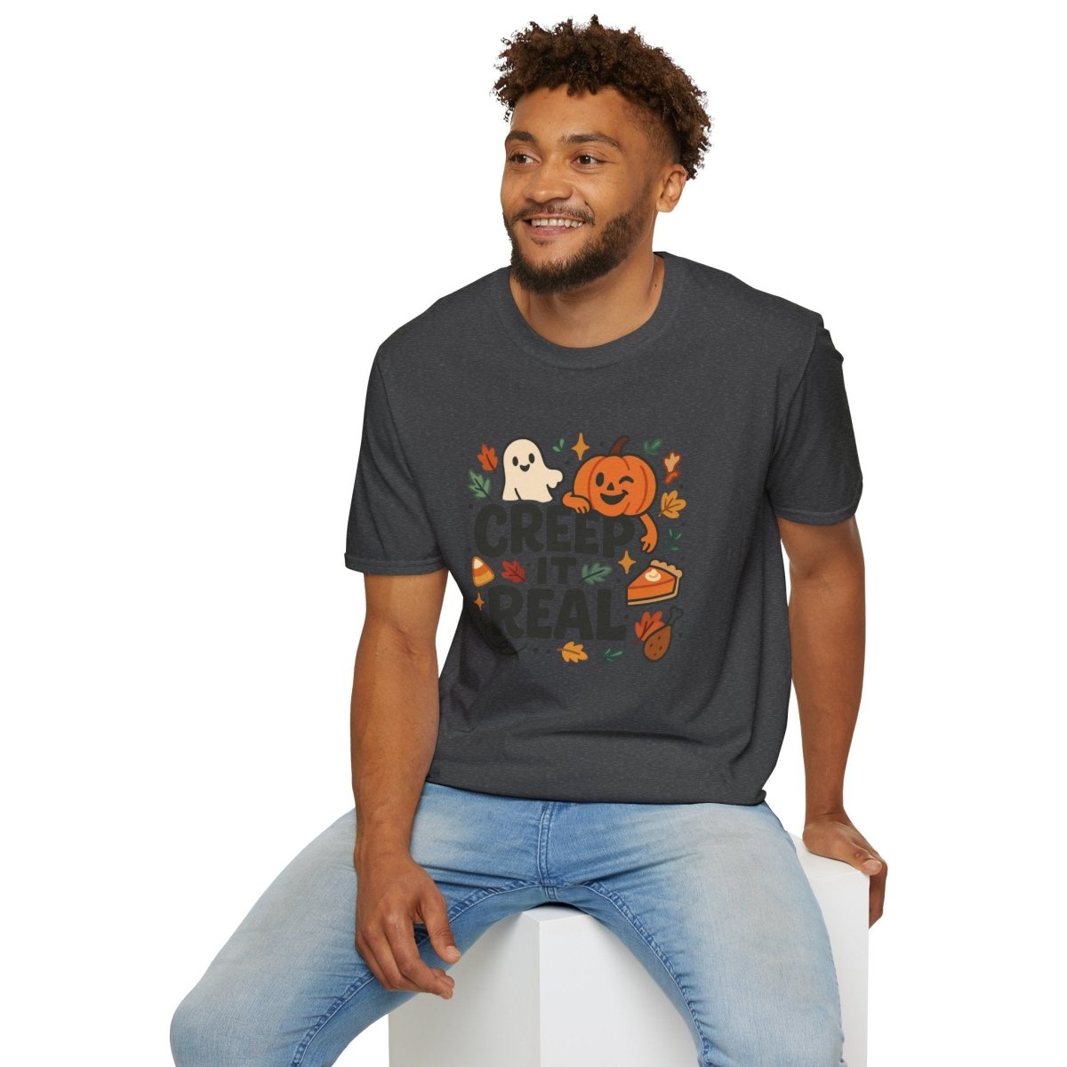 "Creep It Real" Halloween T-Shirt Unisex Softstyle Tee for Fall, Halloween Costume, Autumn Vibes, Seasonal Apparel, Gift Idea - AI Tee Hero