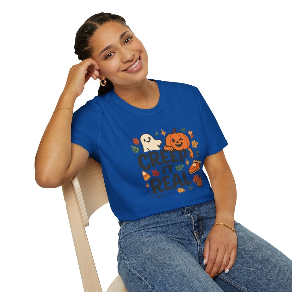 "Creep It Real" Halloween T-Shirt Unisex Softstyle Tee for Fall, Halloween Costume, Autumn Vibes, Seasonal Apparel, Gift Idea - AI Tee Hero