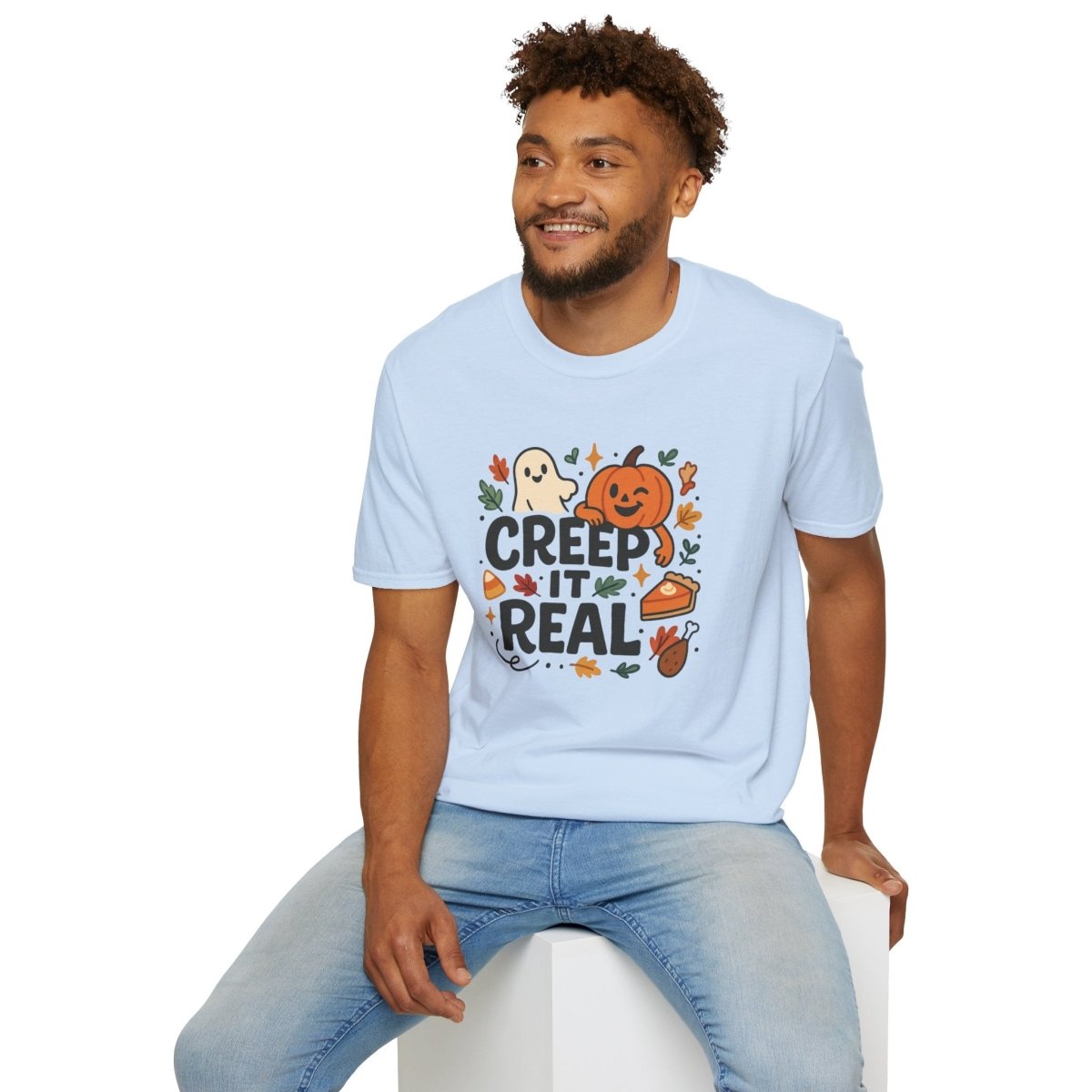 "Creep It Real" Halloween T-Shirt Unisex Softstyle Tee for Fall, Halloween Costume, Autumn Vibes, Seasonal Apparel, Gift Idea - AI Tee Hero