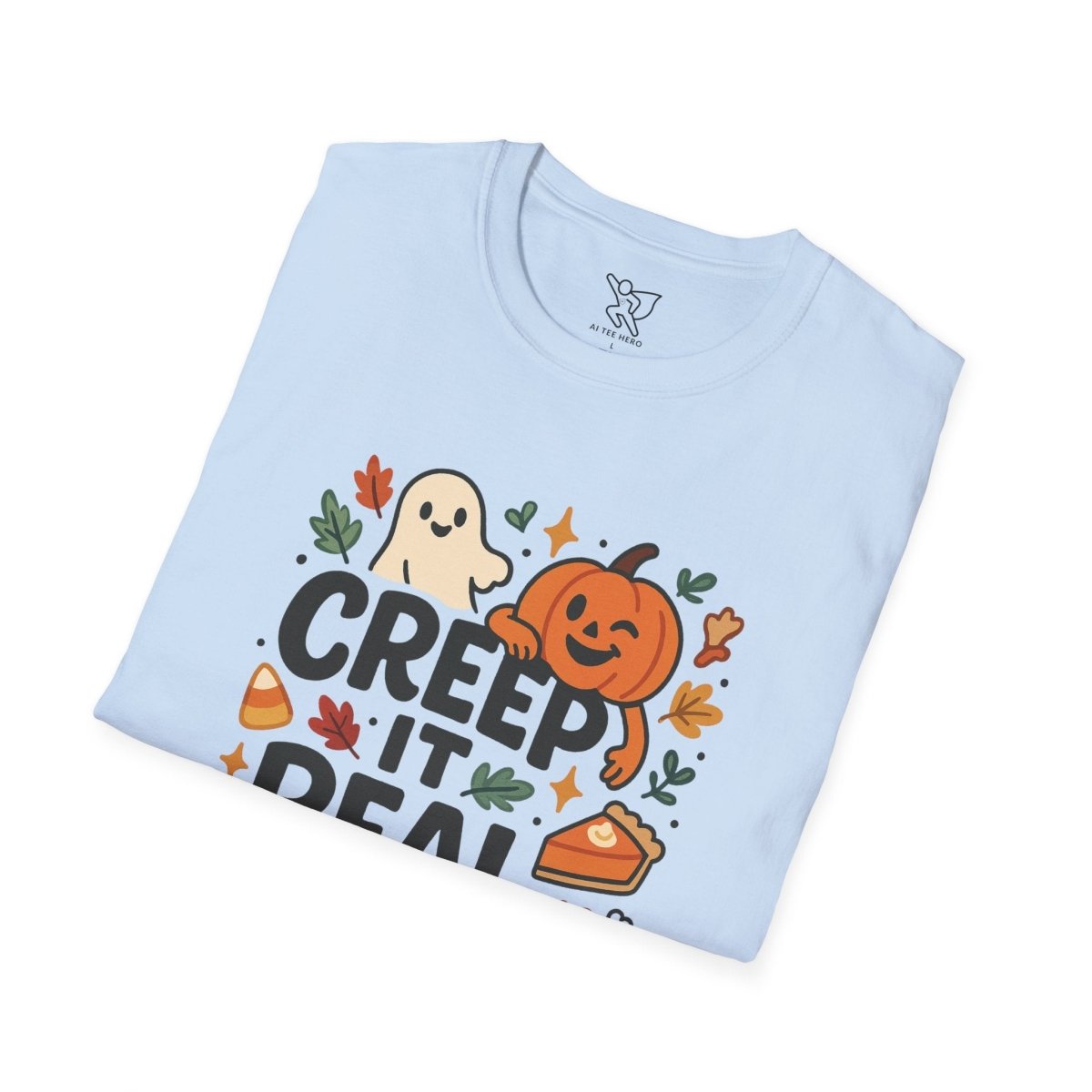 "Creep It Real" Halloween T-Shirt Unisex Softstyle Tee for Fall, Halloween Costume, Autumn Vibes, Seasonal Apparel, Gift Idea - AI Tee Hero