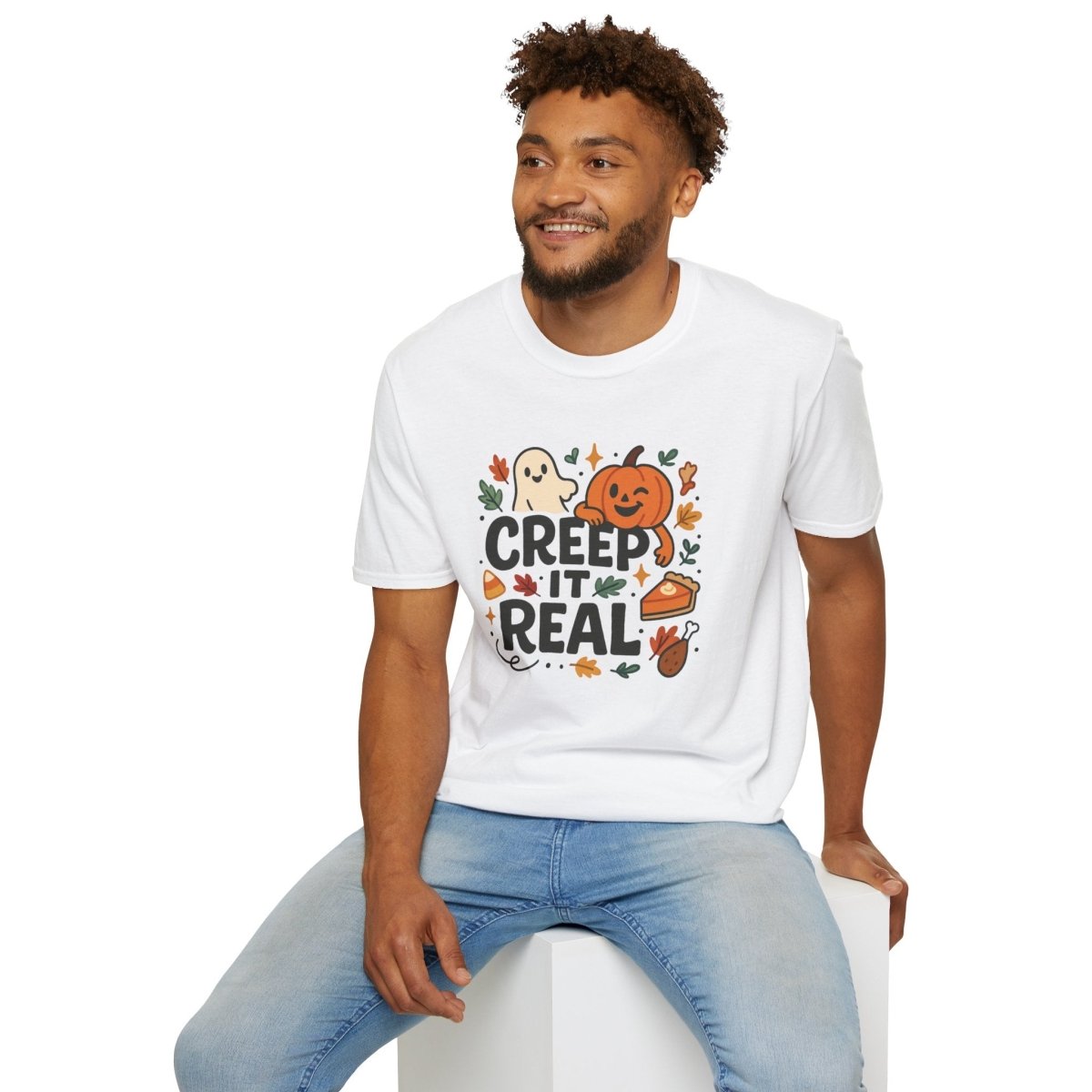 "Creep It Real" Halloween T-Shirt Unisex Softstyle Tee for Fall, Halloween Costume, Autumn Vibes, Seasonal Apparel, Gift Idea - AI Tee Hero