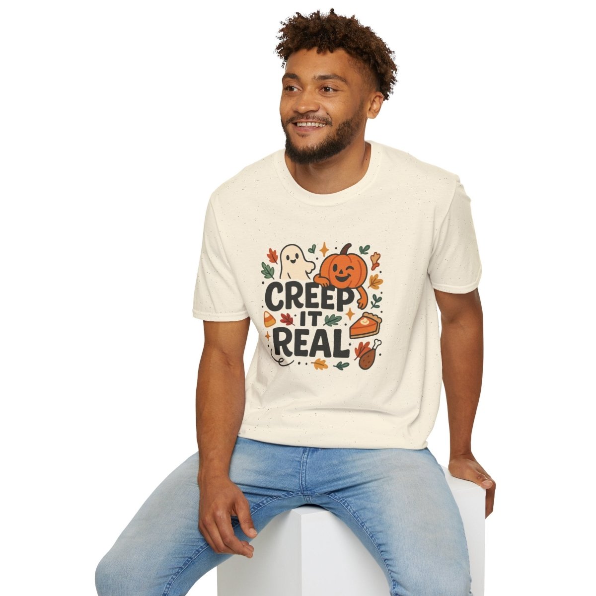 "Creep It Real" Halloween T-Shirt Unisex Softstyle Tee for Fall, Halloween Costume, Autumn Vibes, Seasonal Apparel, Gift Idea - AI Tee Hero