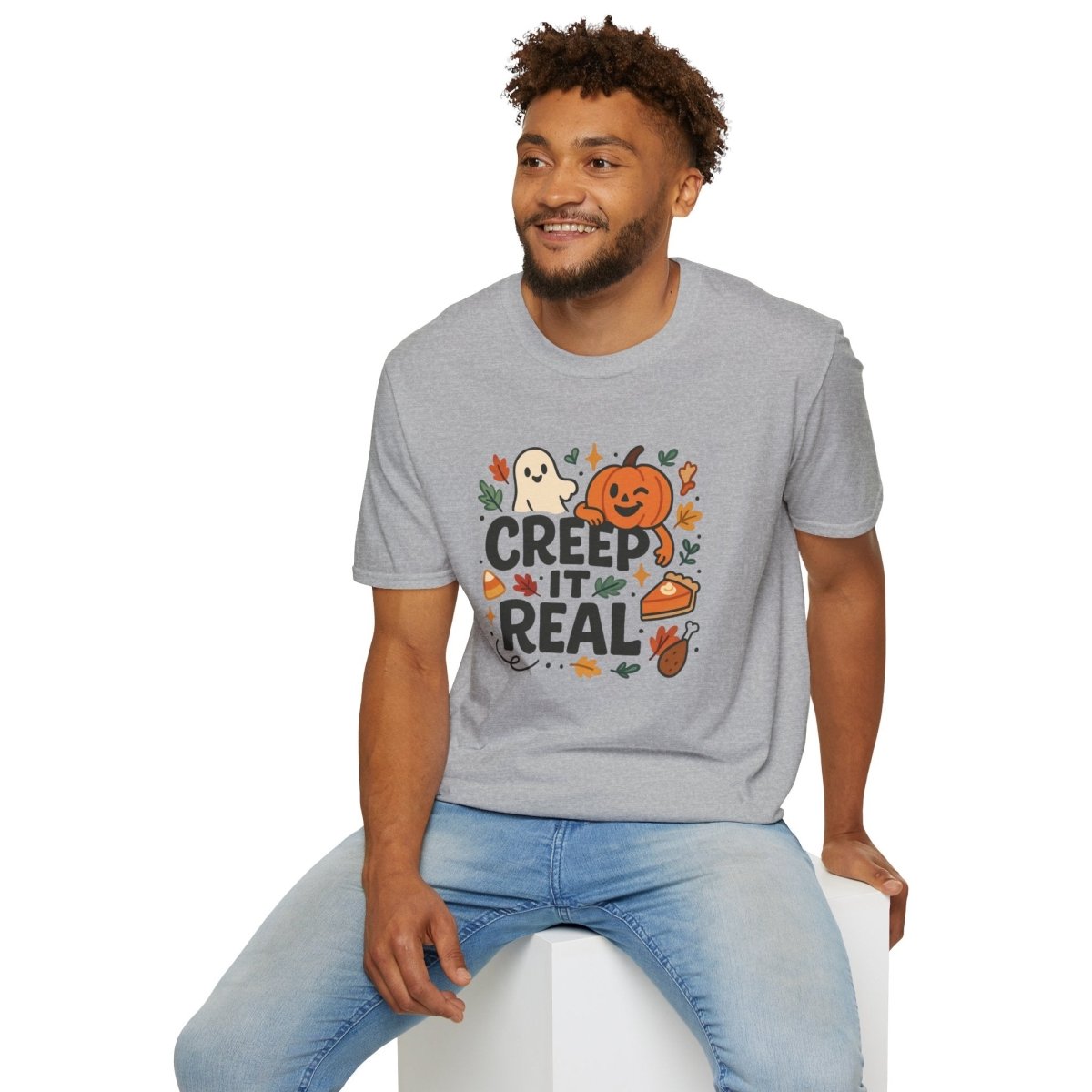 "Creep It Real" Halloween T-Shirt Unisex Softstyle Tee for Fall, Halloween Costume, Autumn Vibes, Seasonal Apparel, Gift Idea - AI Tee Hero