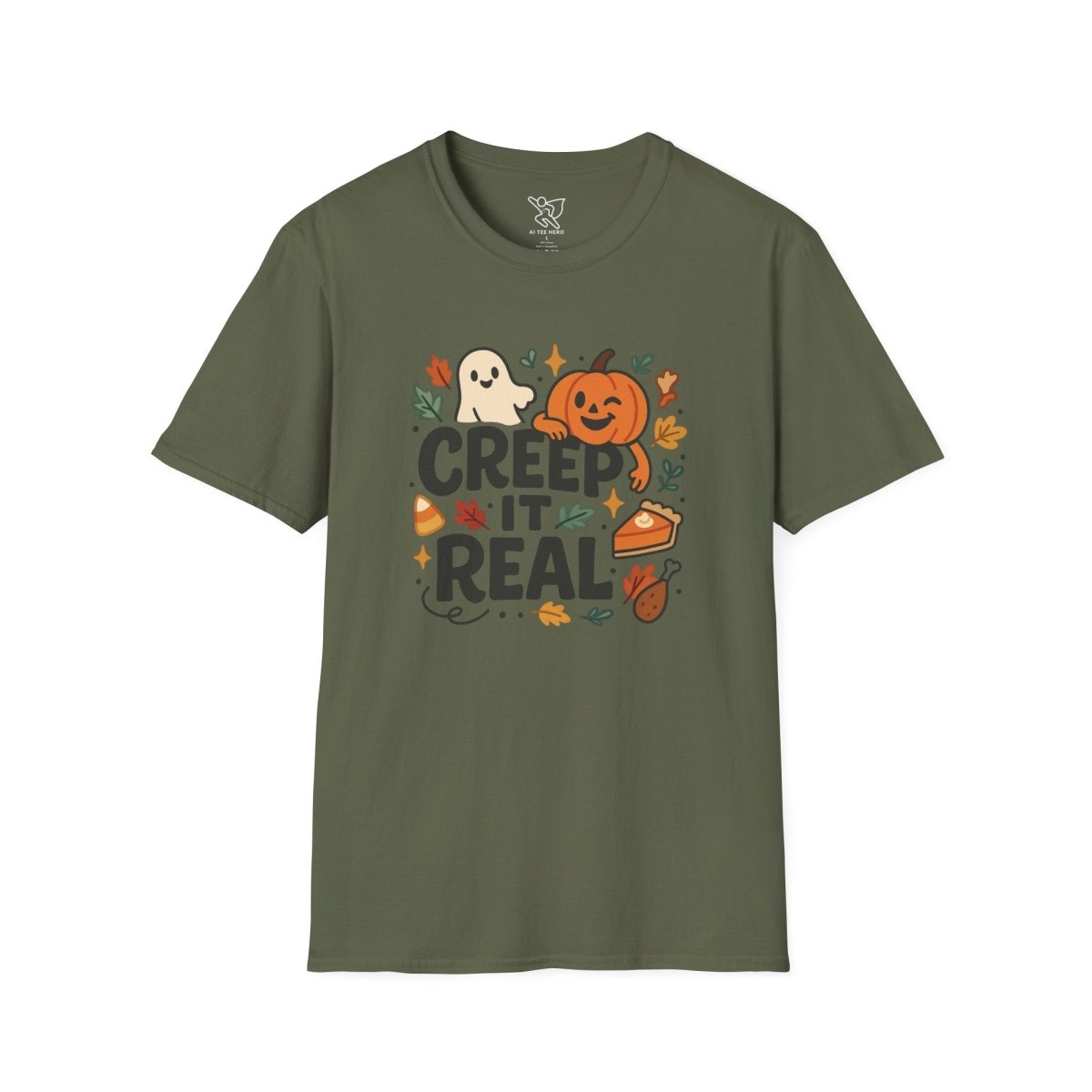 "Creep It Real" Halloween T-Shirt Unisex Softstyle Tee for Fall, Halloween Costume, Autumn Vibes, Seasonal Apparel, Gift Idea - AI Tee Hero