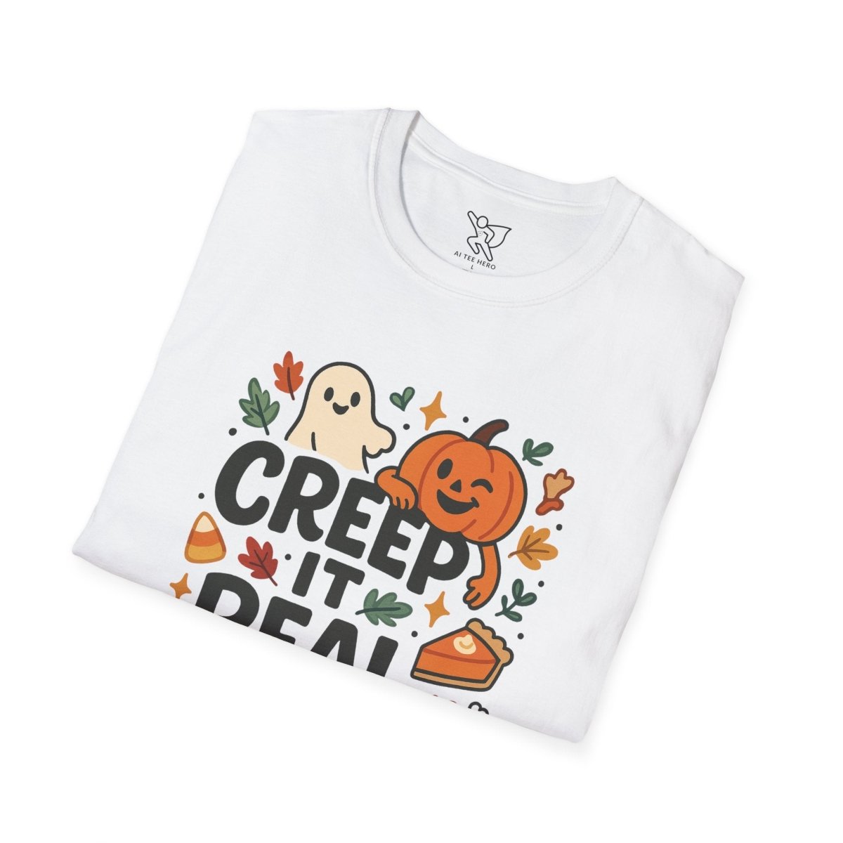 "Creep It Real" Halloween T-Shirt Unisex Softstyle Tee for Fall, Halloween Costume, Autumn Vibes, Seasonal Apparel, Gift Idea - AI Tee Hero