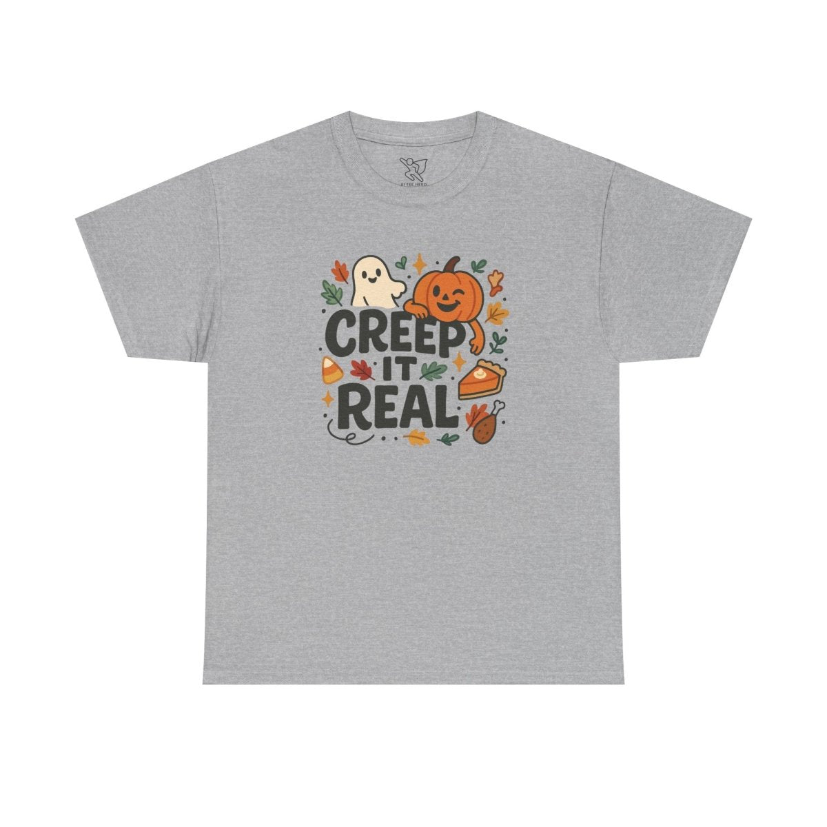"Creep It Real" Halloween Tee, Unisex Heavy Cotton Shirt, Fall Graphic T-Shirt, Spooky Season Apparel, Cute Halloween Gift, Casual - AI Tee Hero