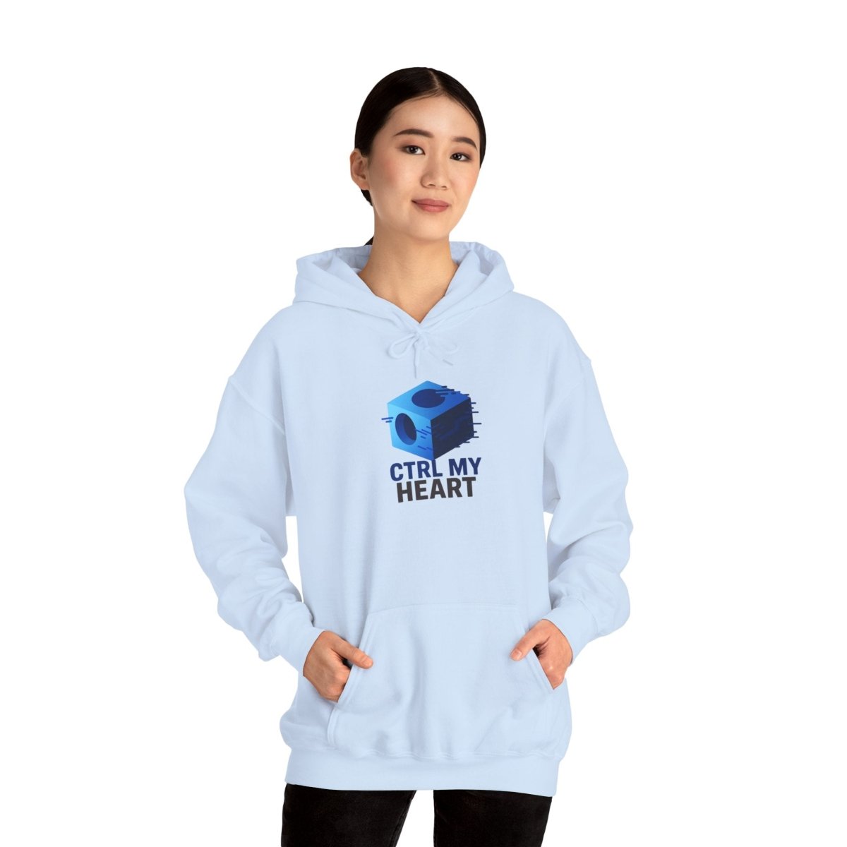 "CTRL MY HEART" CW - 1 Blue Unisex Hoodie, Tech - Inspired Sweatshirt, Gift for Gamers, Cozy Streetwear, Valentine's Day Gift - AI Tee Hero