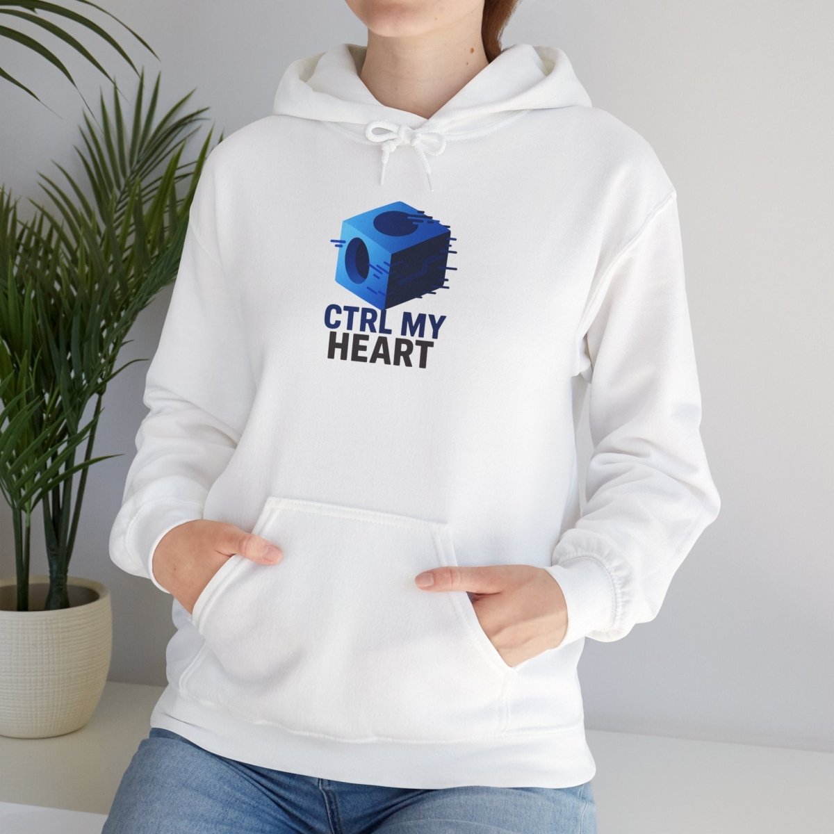 "CTRL MY HEART" CW - 1 Blue Unisex Hoodie, Tech - Inspired Sweatshirt, Gift for Gamers, Cozy Streetwear, Valentine's Day Gift - AI Tee Hero