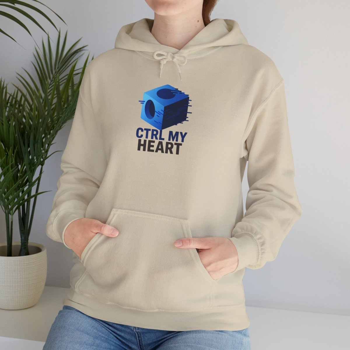 "CTRL MY HEART" CW - 1 Blue Unisex Hoodie, Tech - Inspired Sweatshirt, Gift for Gamers, Cozy Streetwear, Valentine's Day Gift - AI Tee Hero