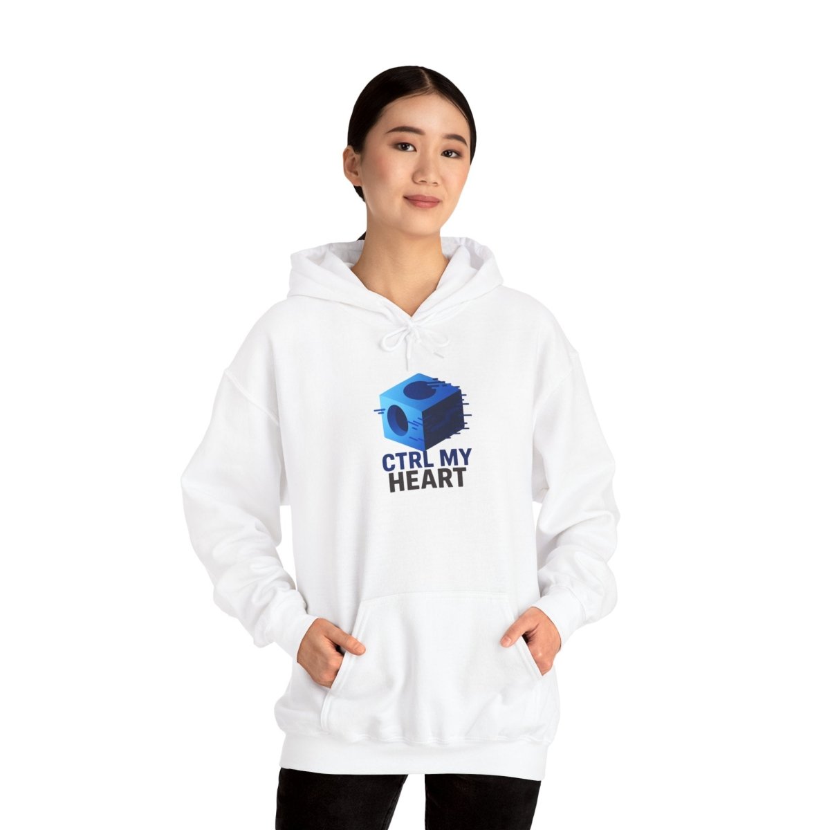 "CTRL MY HEART" CW - 1 Blue Unisex Hoodie, Tech - Inspired Sweatshirt, Gift for Gamers, Cozy Streetwear, Valentine's Day Gift - AI Tee Hero
