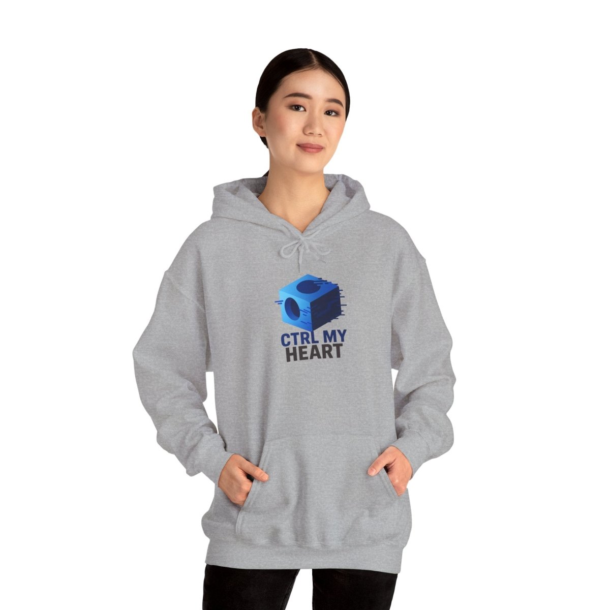 "CTRL MY HEART" CW - 1 Blue Unisex Hoodie, Tech - Inspired Sweatshirt, Gift for Gamers, Cozy Streetwear, Valentine's Day Gift - AI Tee Hero