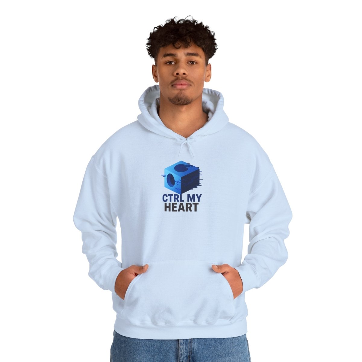 "CTRL MY HEART" CW - 1 Blue Unisex Hoodie, Tech - Inspired Sweatshirt, Gift for Gamers, Cozy Streetwear, Valentine's Day Gift - AI Tee Hero