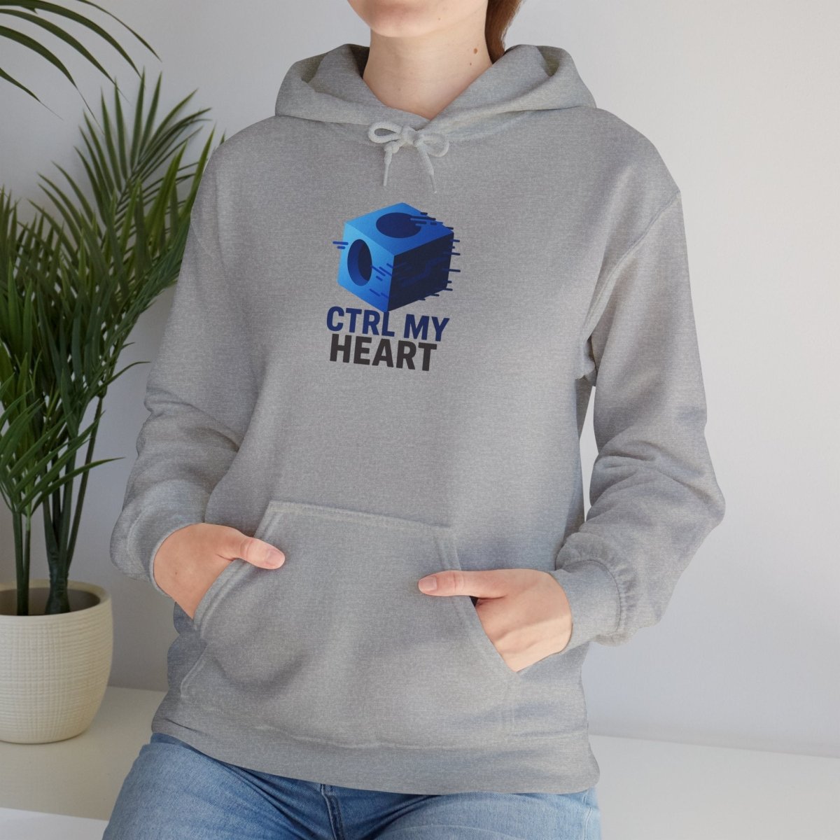 "CTRL MY HEART" CW - 1 Blue Unisex Hoodie, Tech - Inspired Sweatshirt, Gift for Gamers, Cozy Streetwear, Valentine's Day Gift - AI Tee Hero
