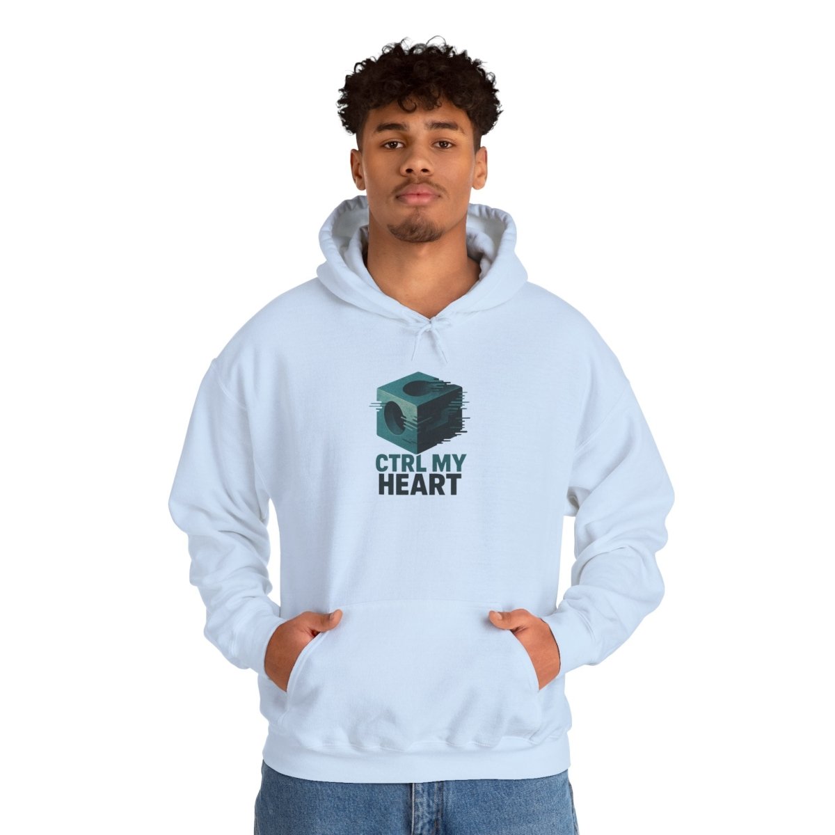"CTRL MY HEART" CW - 2 Teal Unisex Hoodie, Tech - Inspired Sweatshirt, Gift for Gamers, Cozy Streetwear, Valentine's Day Gift - AI Tee Hero