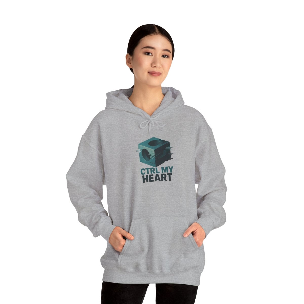 "CTRL MY HEART" CW - 2 Teal Unisex Hoodie, Tech - Inspired Sweatshirt, Gift for Gamers, Cozy Streetwear, Valentine's Day Gift - AI Tee Hero