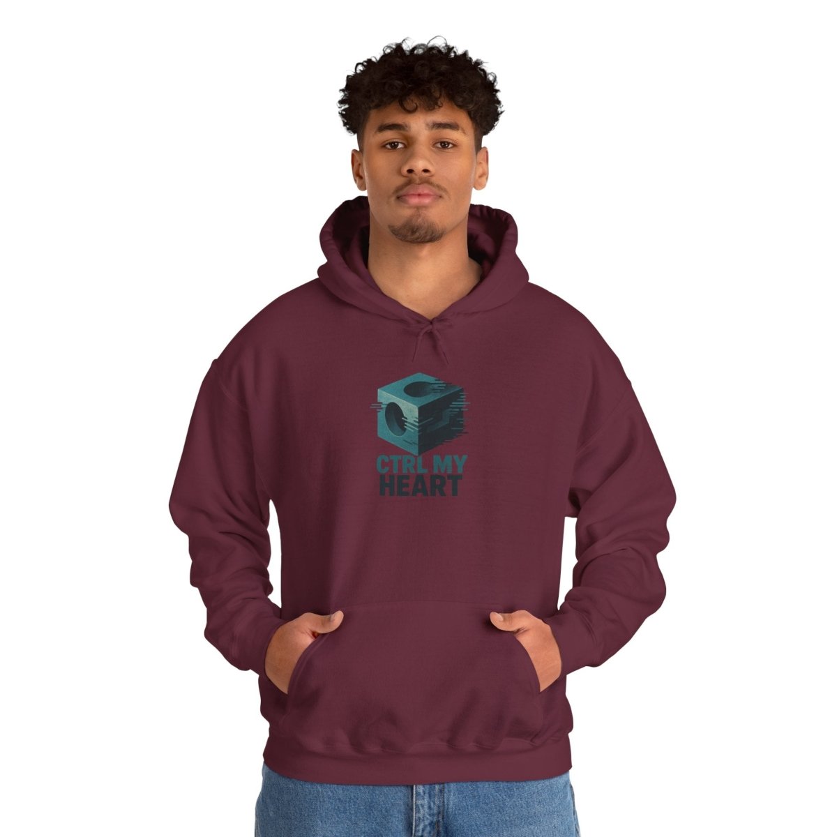 "CTRL MY HEART" CW - 2 Teal Unisex Hoodie, Tech - Inspired Sweatshirt, Gift for Gamers, Cozy Streetwear, Valentine's Day Gift - AI Tee Hero