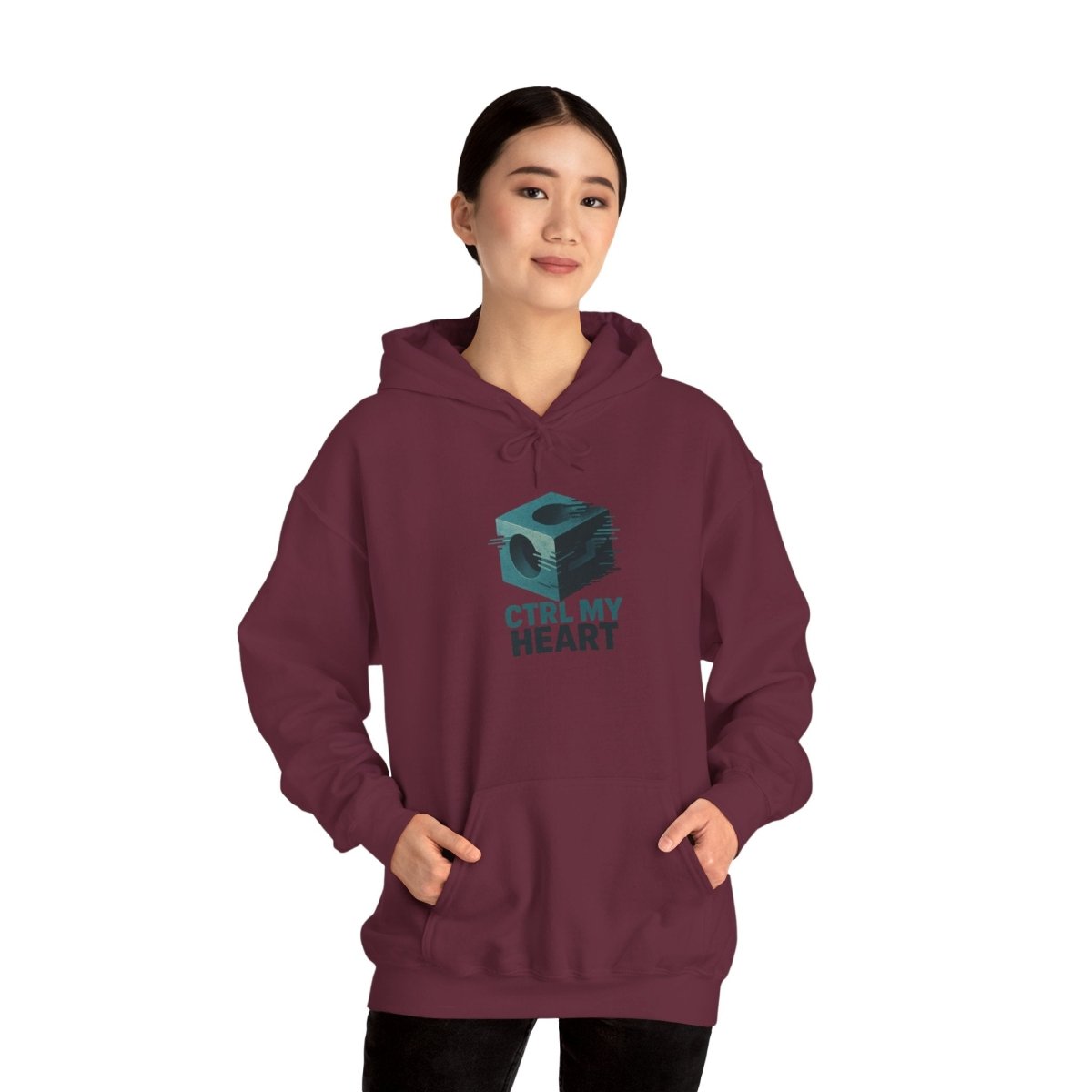 "CTRL MY HEART" CW - 2 Teal Unisex Hoodie, Tech - Inspired Sweatshirt, Gift for Gamers, Cozy Streetwear, Valentine's Day Gift - AI Tee Hero