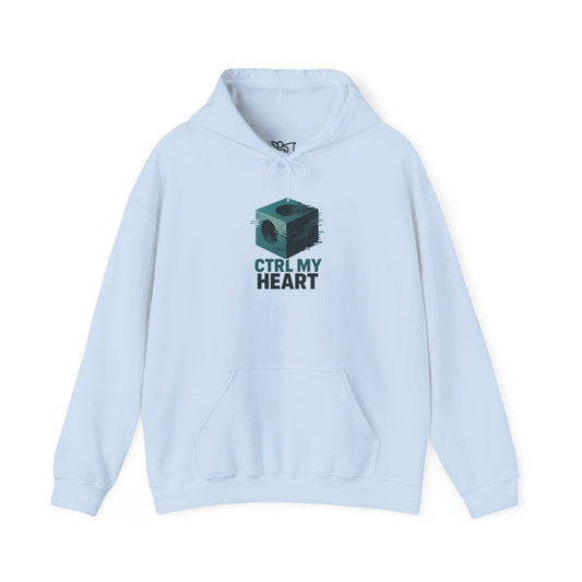 "CTRL MY HEART" CW - 2 Teal Unisex Hoodie, Tech - Inspired Sweatshirt, Gift for Gamers, Cozy Streetwear, Valentine's Day Gift - AI Tee Hero