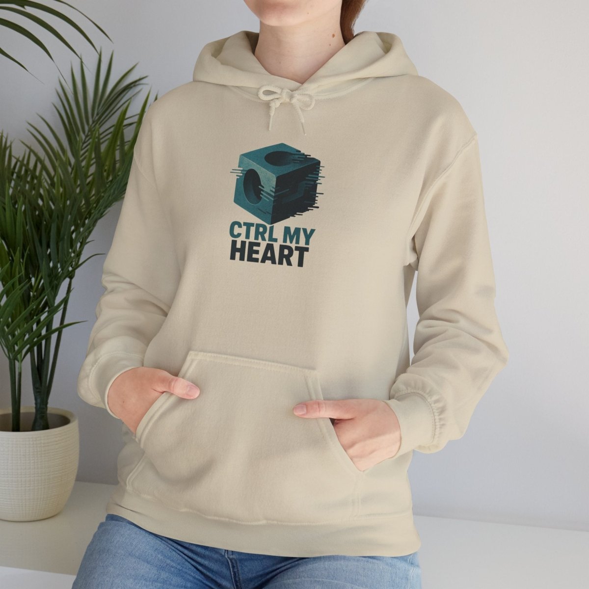 "CTRL MY HEART" CW - 2 Teal Unisex Hoodie, Tech - Inspired Sweatshirt, Gift for Gamers, Cozy Streetwear, Valentine's Day Gift - AI Tee Hero