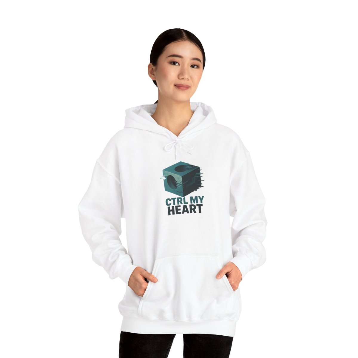 "CTRL MY HEART" CW - 2 Teal Unisex Hoodie, Tech - Inspired Sweatshirt, Gift for Gamers, Cozy Streetwear, Valentine's Day Gift - AI Tee Hero