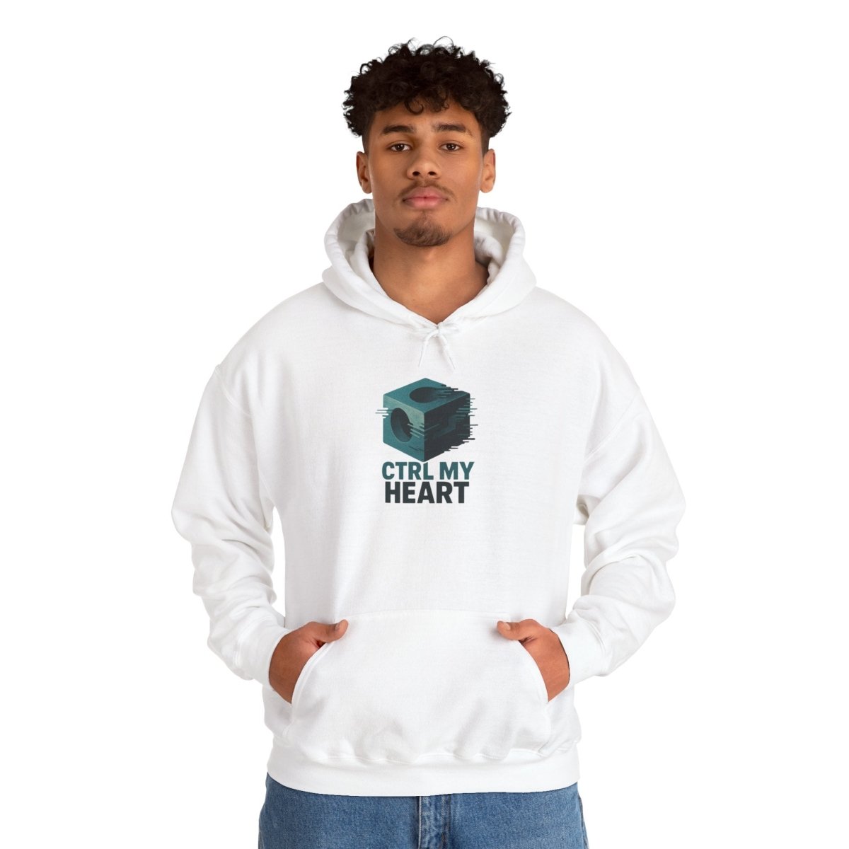 "CTRL MY HEART" CW - 2 Teal Unisex Hoodie, Tech - Inspired Sweatshirt, Gift for Gamers, Cozy Streetwear, Valentine's Day Gift - AI Tee Hero