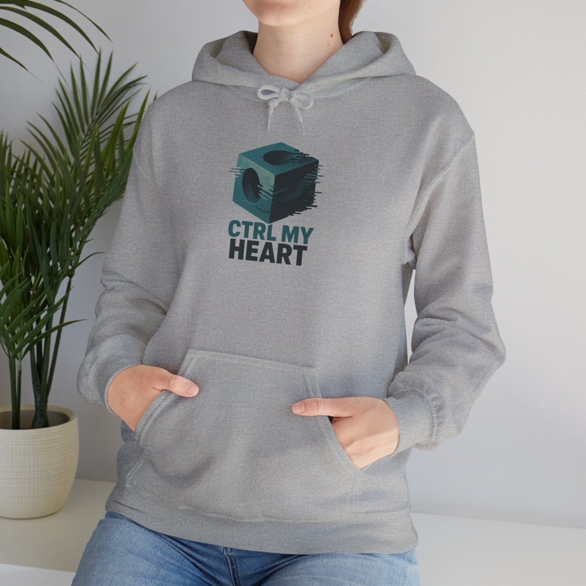 "CTRL MY HEART" CW - 2 Teal Unisex Hoodie, Tech - Inspired Sweatshirt, Gift for Gamers, Cozy Streetwear, Valentine's Day Gift - AI Tee Hero