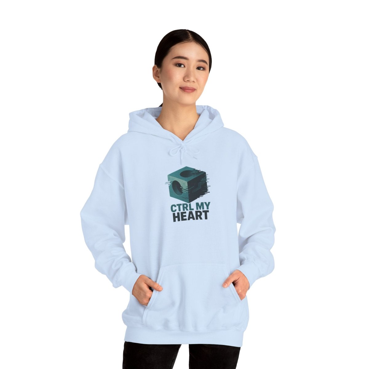 "CTRL MY HEART" CW - 2 Teal Unisex Hoodie, Tech - Inspired Sweatshirt, Gift for Gamers, Cozy Streetwear, Valentine's Day Gift - AI Tee Hero