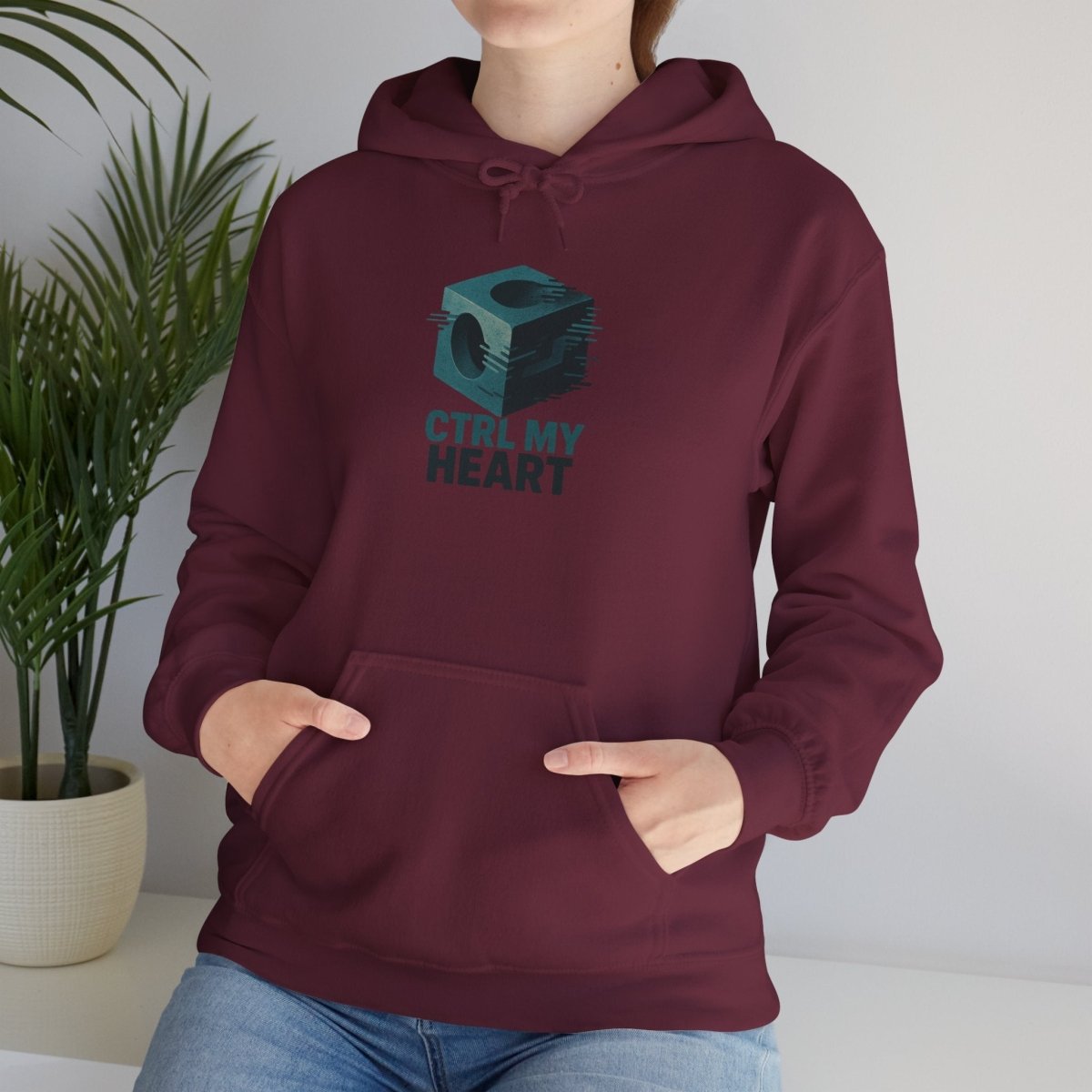 "CTRL MY HEART" CW - 2 Teal Unisex Hoodie, Tech - Inspired Sweatshirt, Gift for Gamers, Cozy Streetwear, Valentine's Day Gift - AI Tee Hero