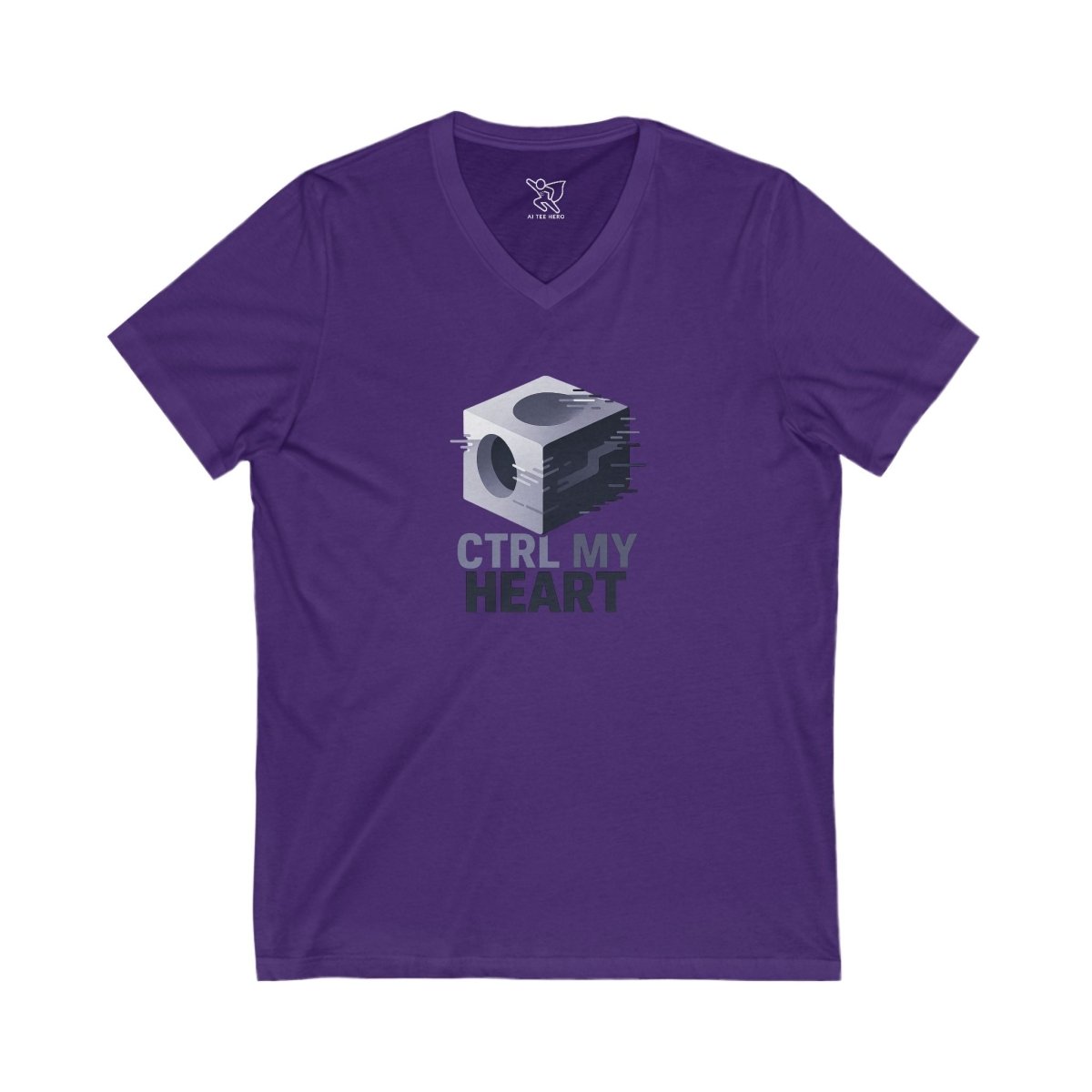 "CTRL MY HEART" V - Neck Tee, Funny Graphic Shirt, Unisex T-Shirt, Tech Lover Gift, Cute Humor Tee, Geeky Casual Wear - AI Tee Hero