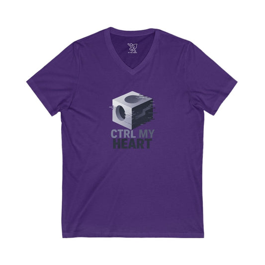 "CTRL MY HEART" V - Neck Tee, Funny Graphic Shirt, Unisex T-Shirt, Tech Lover Gift, Cute Humor Tee, Geeky Casual Wear - AI Tee Hero