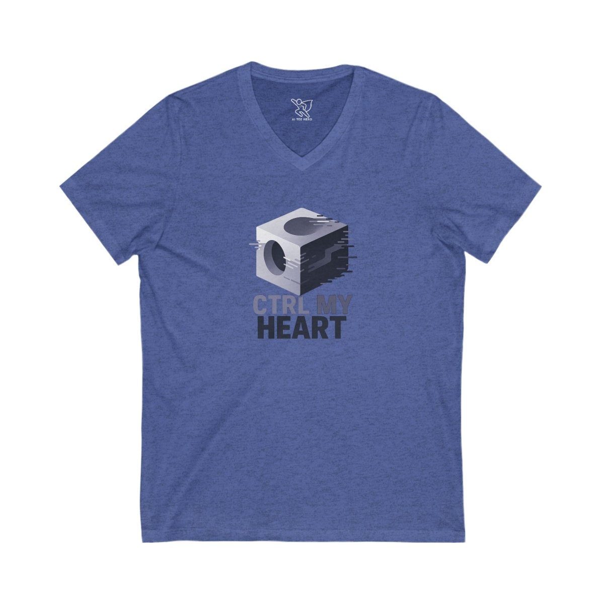 "CTRL MY HEART" V - Neck Tee, Funny Graphic Shirt, Unisex T-Shirt, Tech Lover Gift, Cute Humor Tee, Geeky Casual Wear - AI Tee Hero