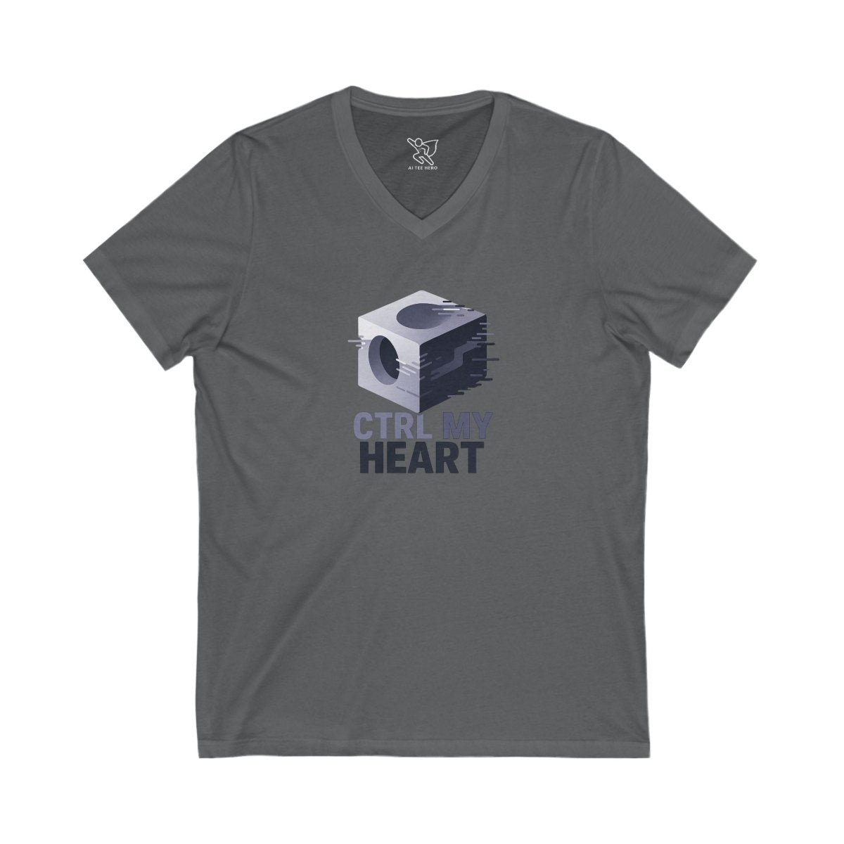 "CTRL MY HEART" V - Neck Tee, Funny Graphic Shirt, Unisex T-Shirt, Tech Lover Gift, Cute Humor Tee, Geeky Casual Wear - AI Tee Hero