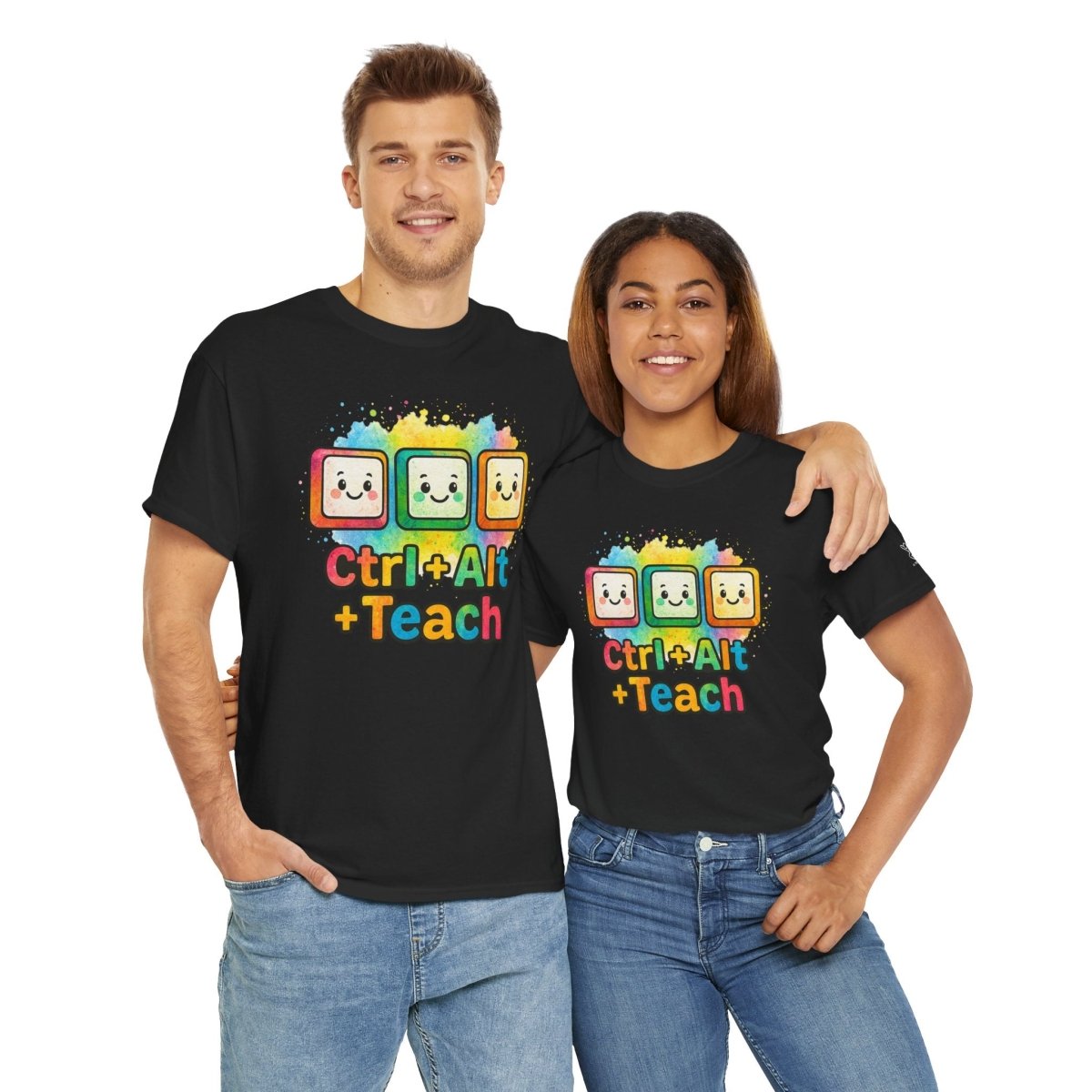 "CTRL.Alt.Teach" Colorful Teacher Tee Gift for Educators, Funny Teaching Shirt, Back to School Apparel, Classroom Humor Top - AI Tee Hero