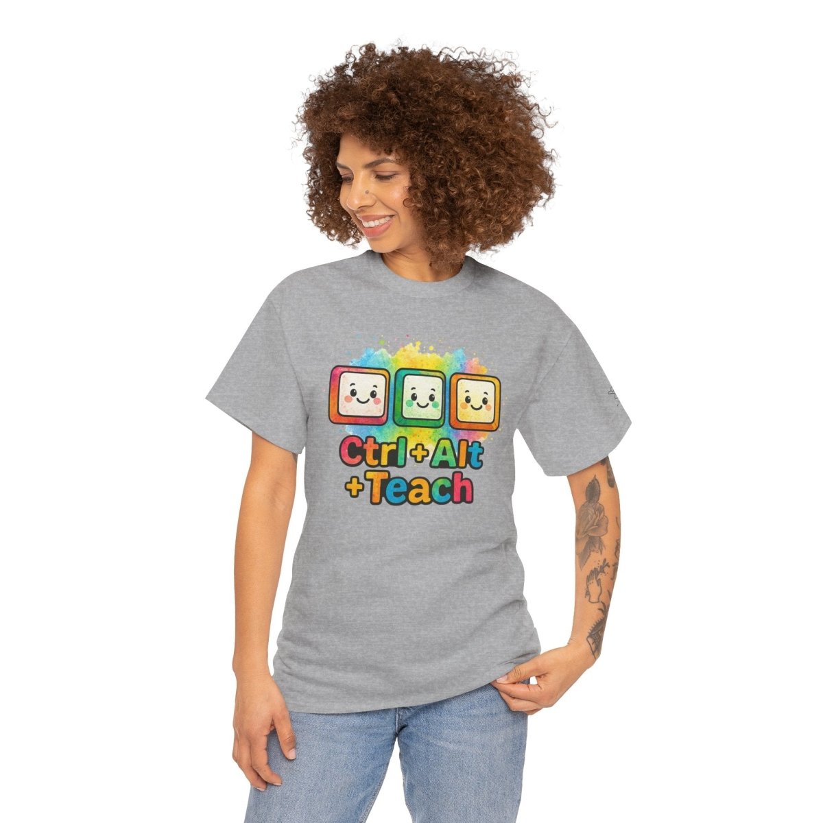 "CTRL.Alt.Teach" Colorful Teacher Tee Gift for Educators, Funny Teaching Shirt, Back to School Apparel, Classroom Humor Top - AI Tee Hero