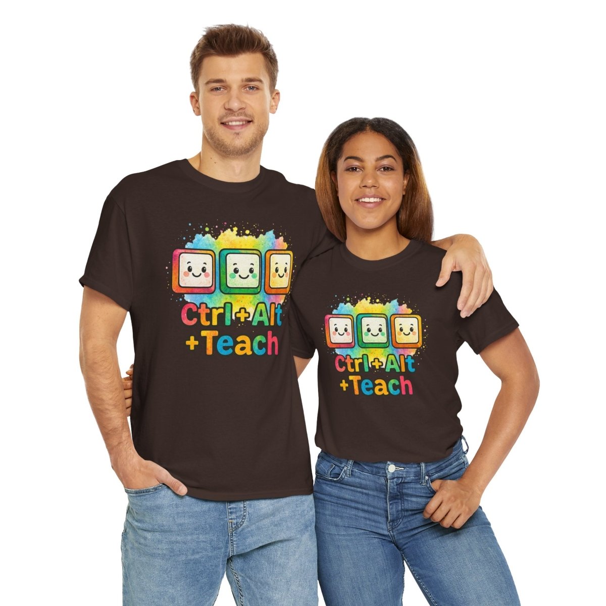 "CTRL.Alt.Teach" Colorful Teacher Tee Gift for Educators, Funny Teaching Shirt, Back to School Apparel, Classroom Humor Top - AI Tee Hero