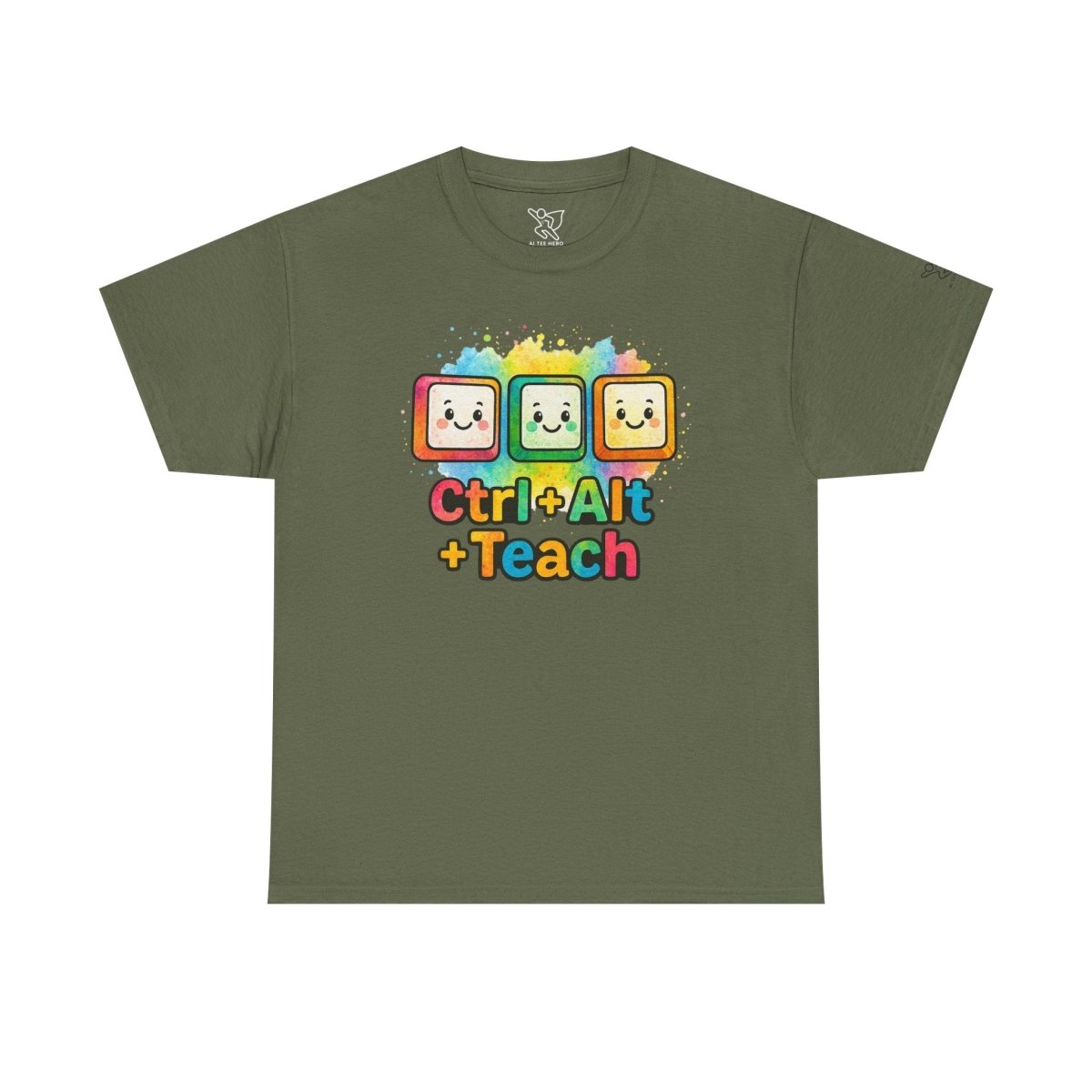 "CTRL.Alt.Teach" Colorful Teacher Tee Gift for Educators, Funny Teaching Shirt, Back to School Apparel, Classroom Humor Top - AI Tee Hero